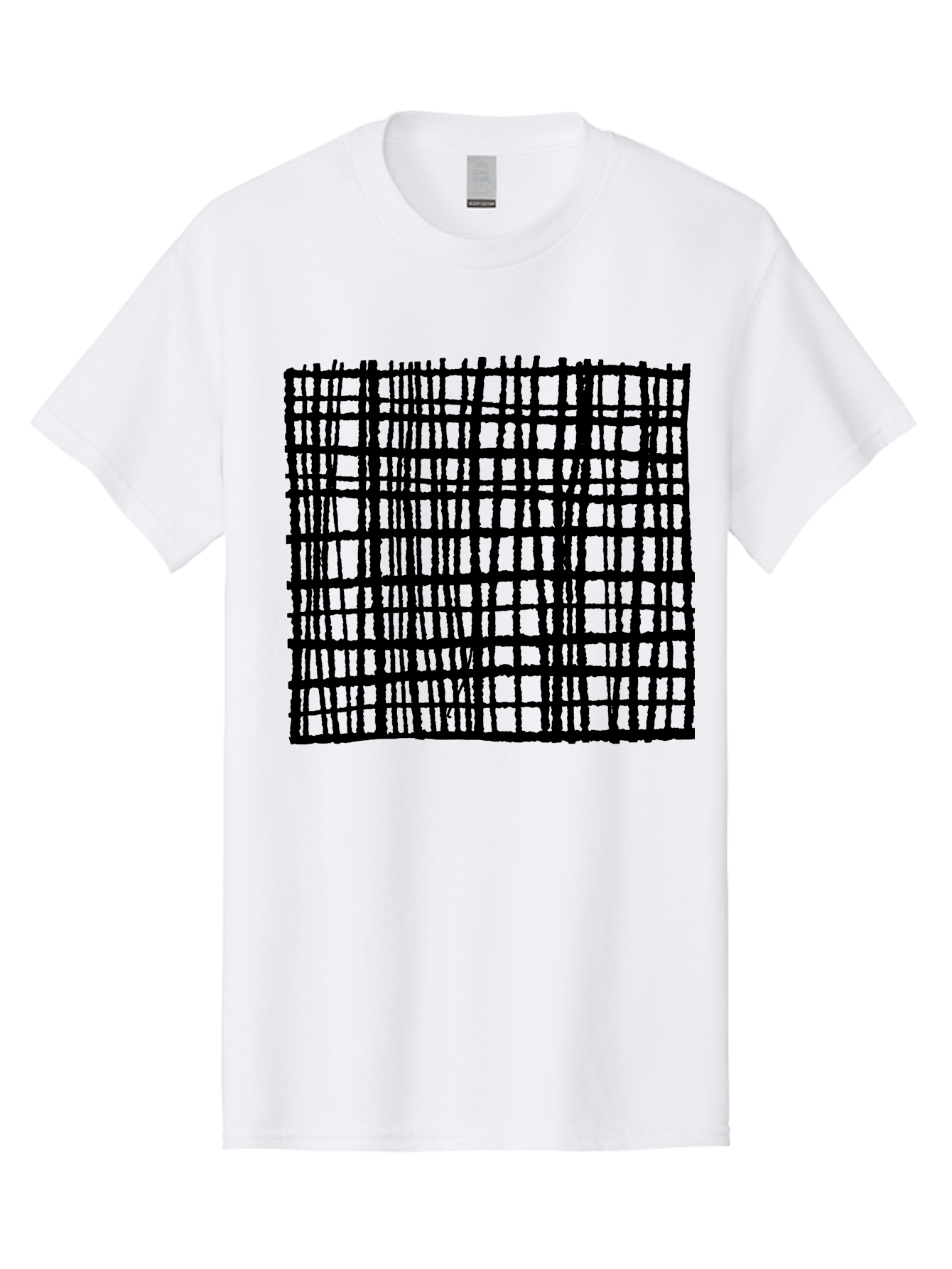 Black-Grid Men'S Graphic Tee, 100% Cotton, Comfortable Casual Summer Wear, Machine Washable, Black Grid Pattern, Graphic Design, Abstract Art, Geometric Shape, Modern Style, Contemporary Design, Grid Texture -  Aaa376