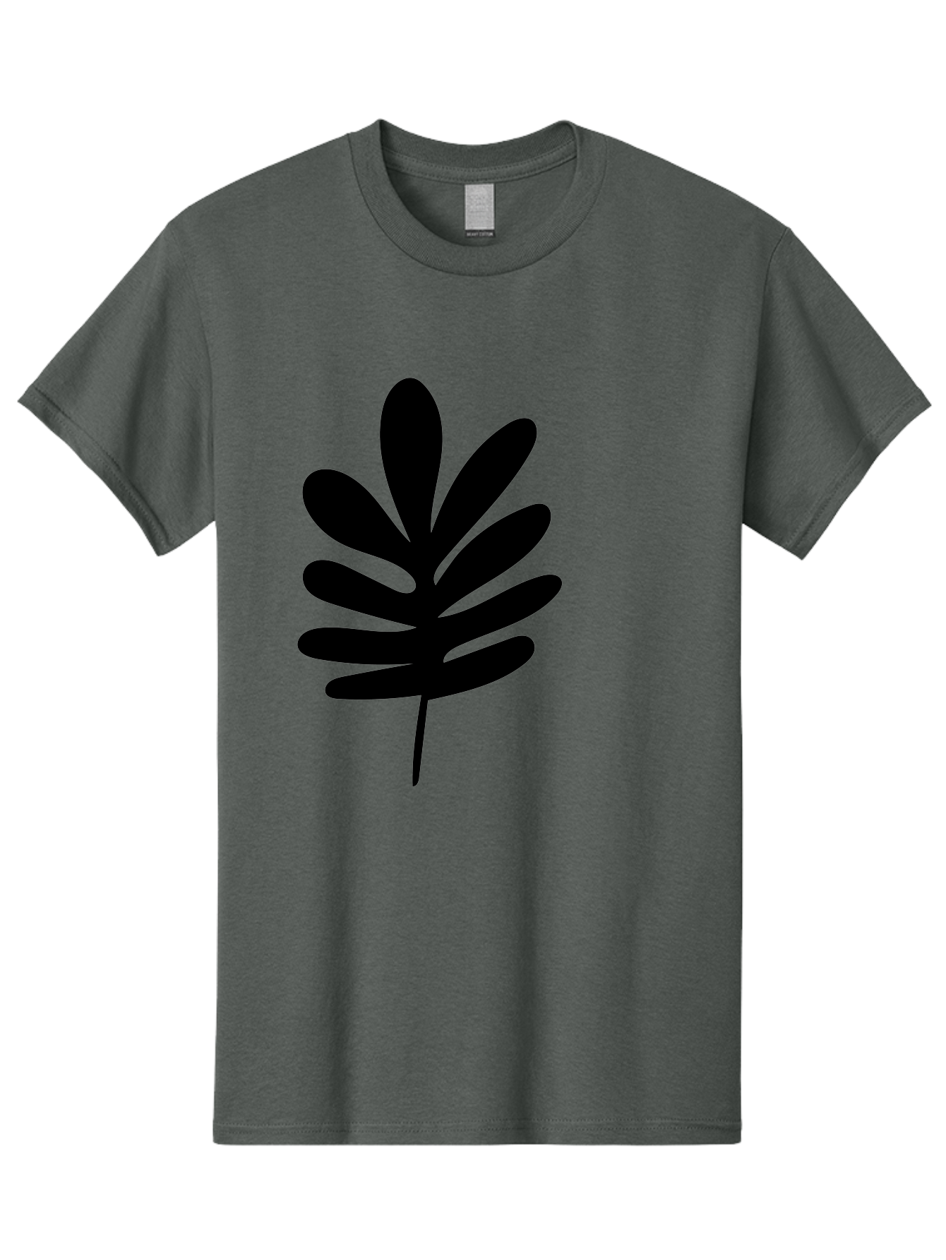 Black-Leaf-1 Men'S Graphic Tee, 100% Cotton, Comfortable Casual Summer Wear, Machine Washable, Schefflera Leaf, Black Silhouette, Minimalist Design, Simple Leaf, Foliage Icon, Botanical Graphic, Modern Art, Leaf Illustration -  Aaa377