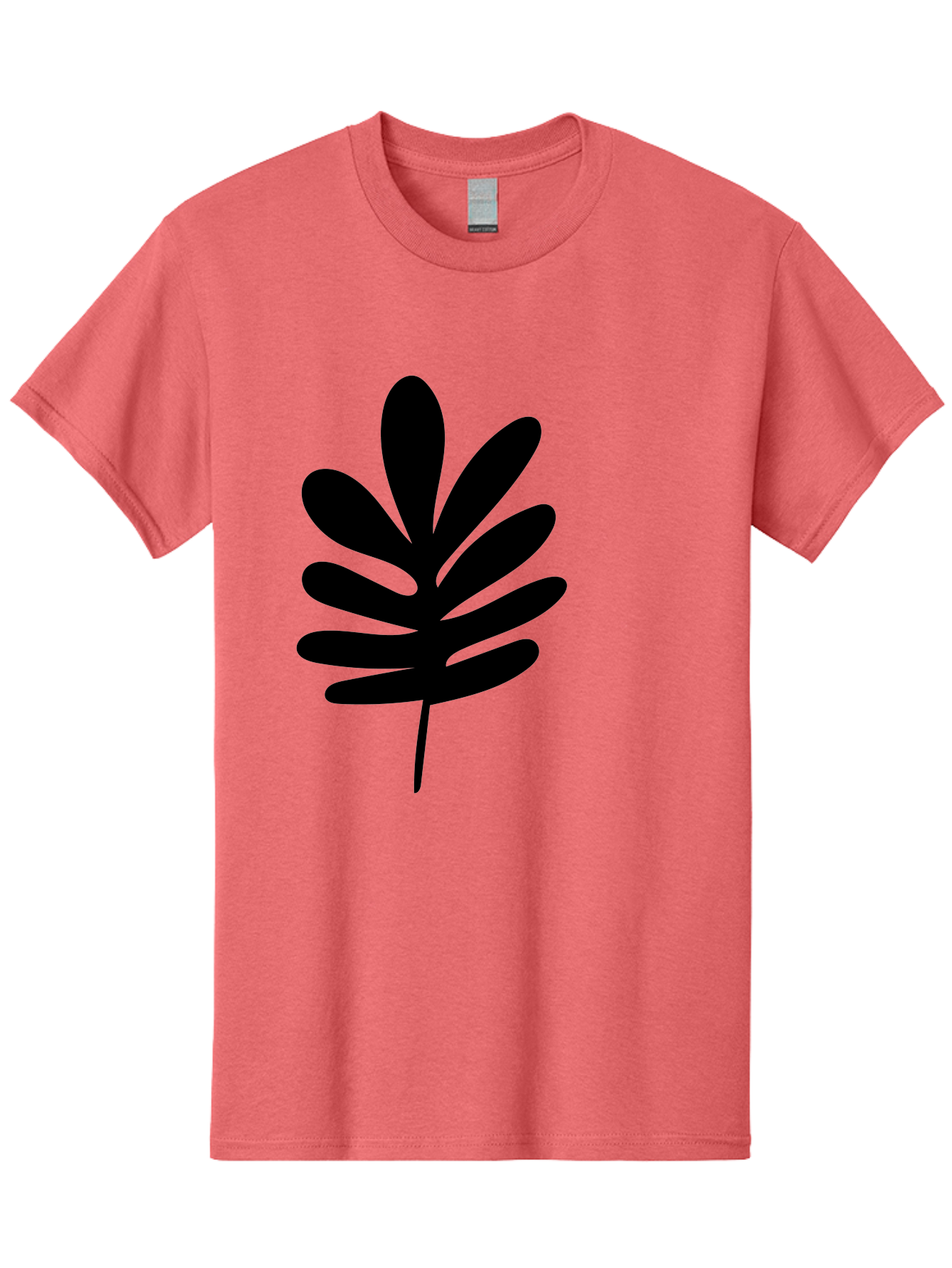 Black-Leaf-1 Men'S Graphic Tee, 100% Cotton, Comfortable Casual Summer Wear, Machine Washable, Schefflera Leaf, Black Silhouette, Minimalist Design, Simple Leaf, Foliage Icon, Botanical Graphic, Modern Art, Leaf Illustration -  Aaa377