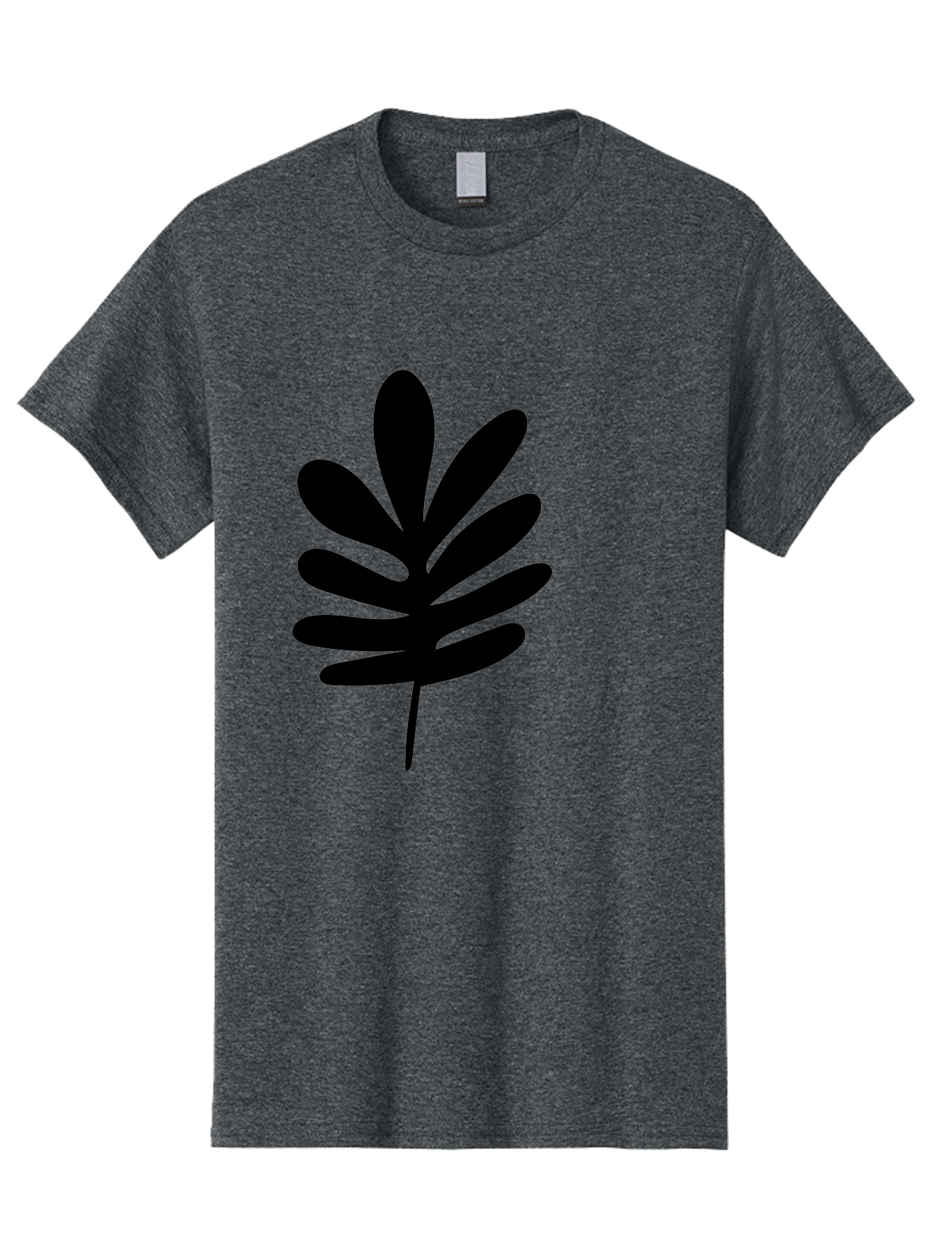 Black-Leaf-1 Men'S Graphic Tee, 100% Cotton, Comfortable Casual Summer Wear, Machine Washable, Schefflera Leaf, Black Silhouette, Minimalist Design, Simple Leaf, Foliage Icon, Botanical Graphic, Modern Art, Leaf Illustration -  Aaa377