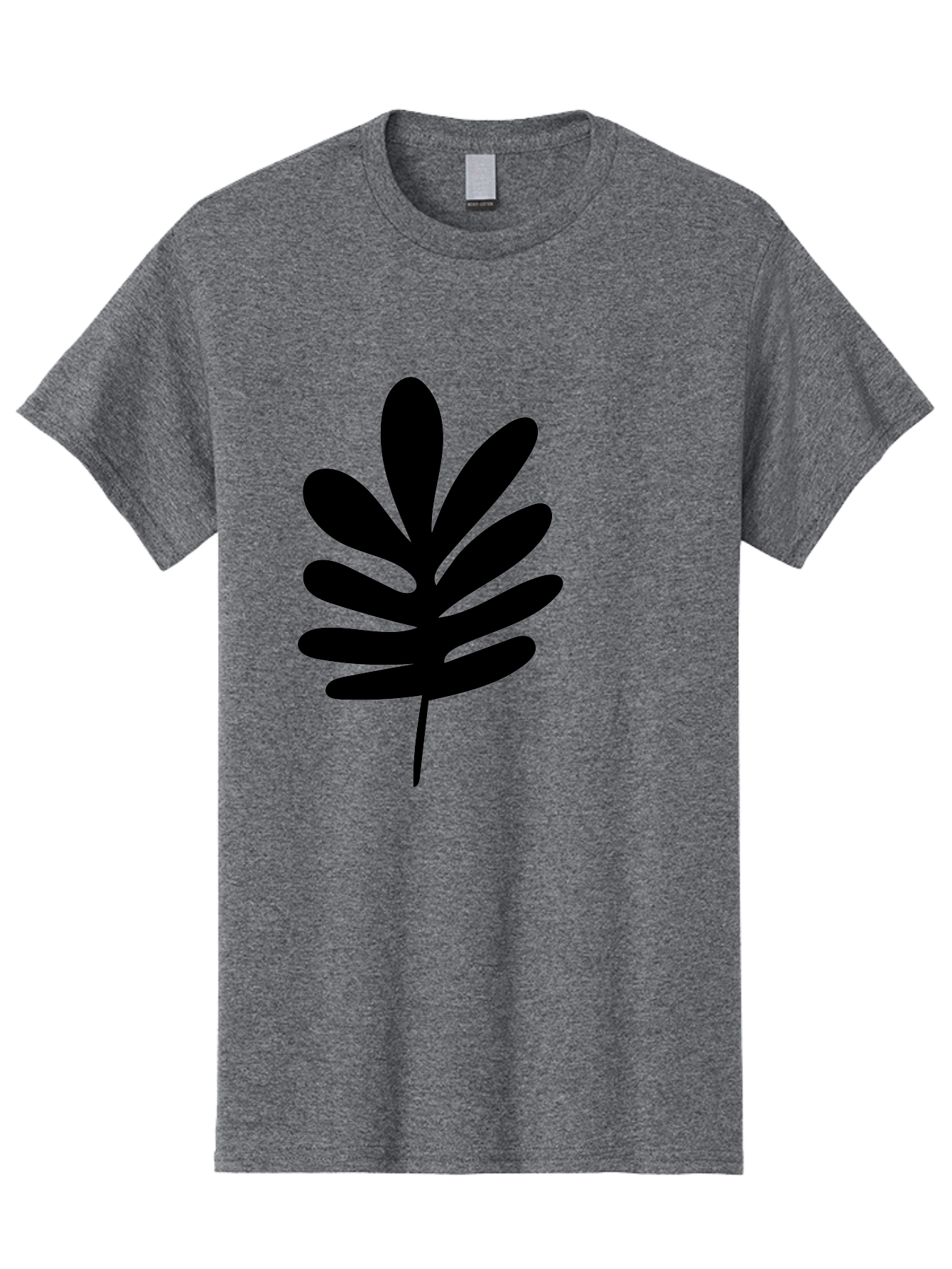 Black-Leaf-1 Men'S Graphic Tee, 100% Cotton, Comfortable Casual Summer Wear, Machine Washable, Schefflera Leaf, Black Silhouette, Minimalist Design, Simple Leaf, Foliage Icon, Botanical Graphic, Modern Art, Leaf Illustration -  Aaa377