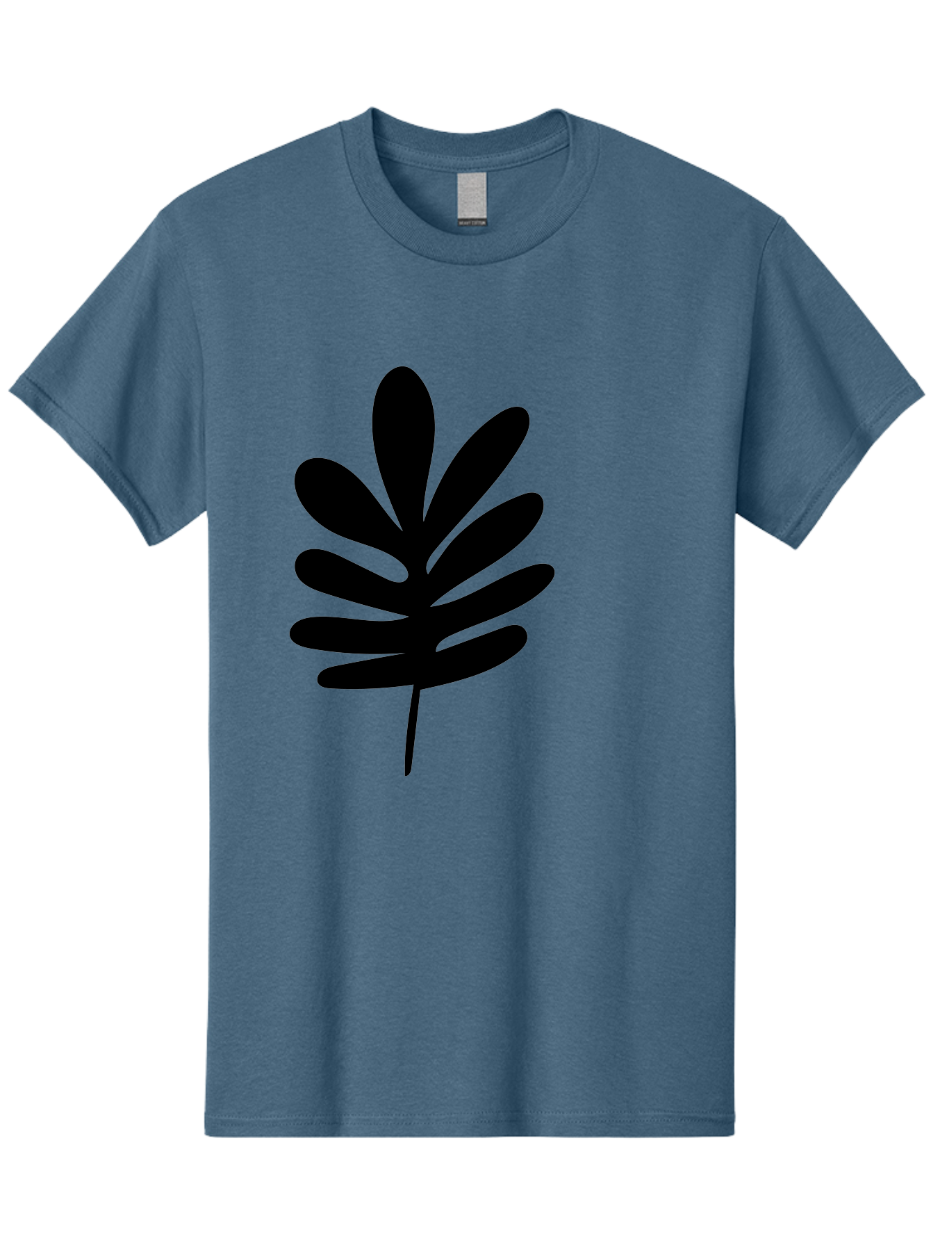 Black-Leaf-1 Men'S Graphic Tee, 100% Cotton, Comfortable Casual Summer Wear, Machine Washable, Schefflera Leaf, Black Silhouette, Minimalist Design, Simple Leaf, Foliage Icon, Botanical Graphic, Modern Art, Leaf Illustration -  Aaa377