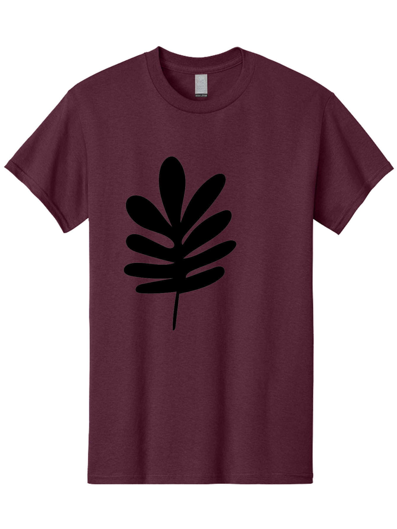 Black-Leaf-1 Men'S Graphic Tee, 100% Cotton, Comfortable Casual Summer Wear, Machine Washable, Schefflera Leaf, Black Silhouette, Minimalist Design, Simple Leaf, Foliage Icon, Botanical Graphic, Modern Art, Leaf Illustration -  Aaa377