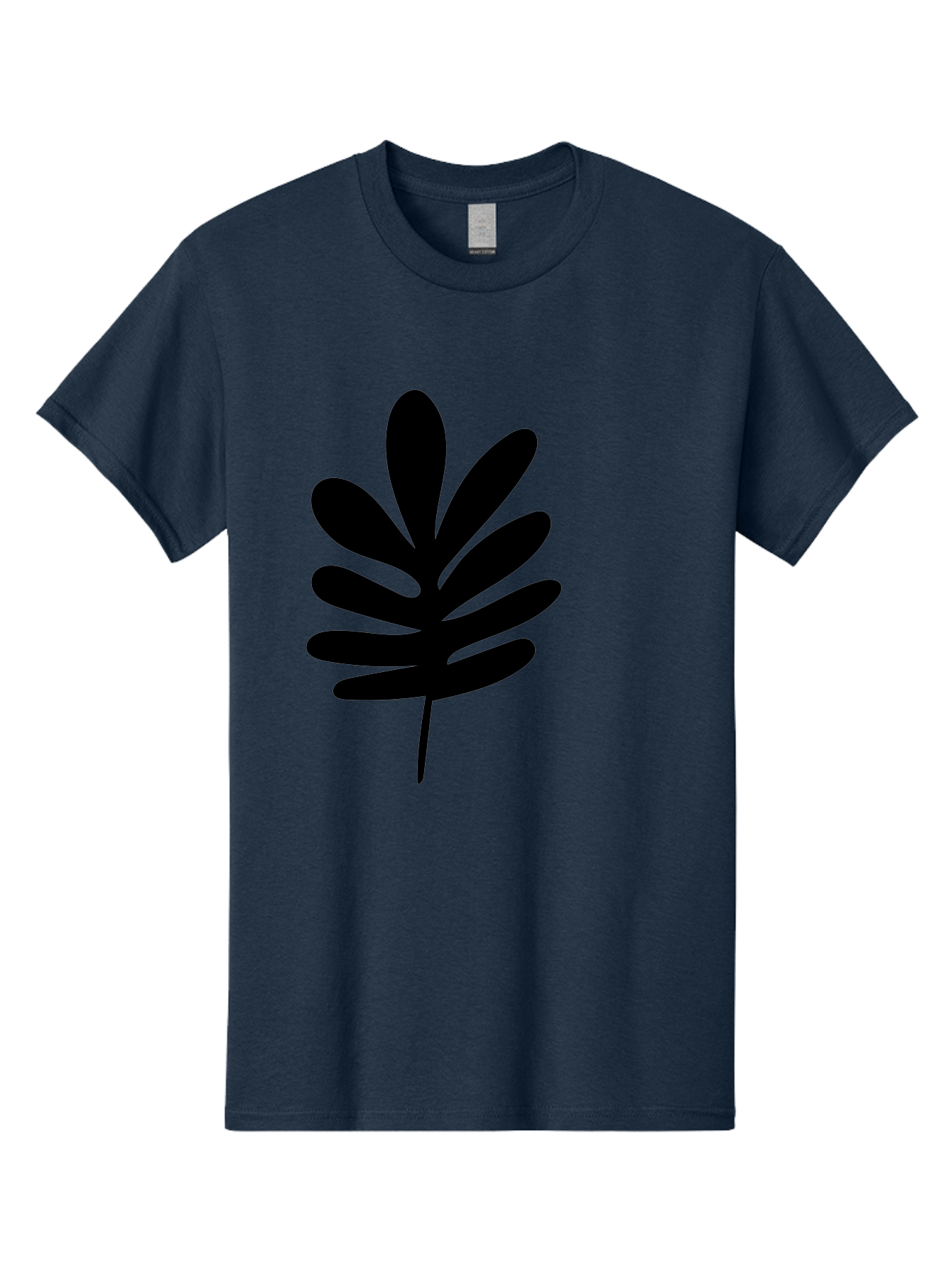 Black-Leaf-1 Men'S Graphic Tee, 100% Cotton, Comfortable Casual Summer Wear, Machine Washable, Schefflera Leaf, Black Silhouette, Minimalist Design, Simple Leaf, Foliage Icon, Botanical Graphic, Modern Art, Leaf Illustration -  Aaa377