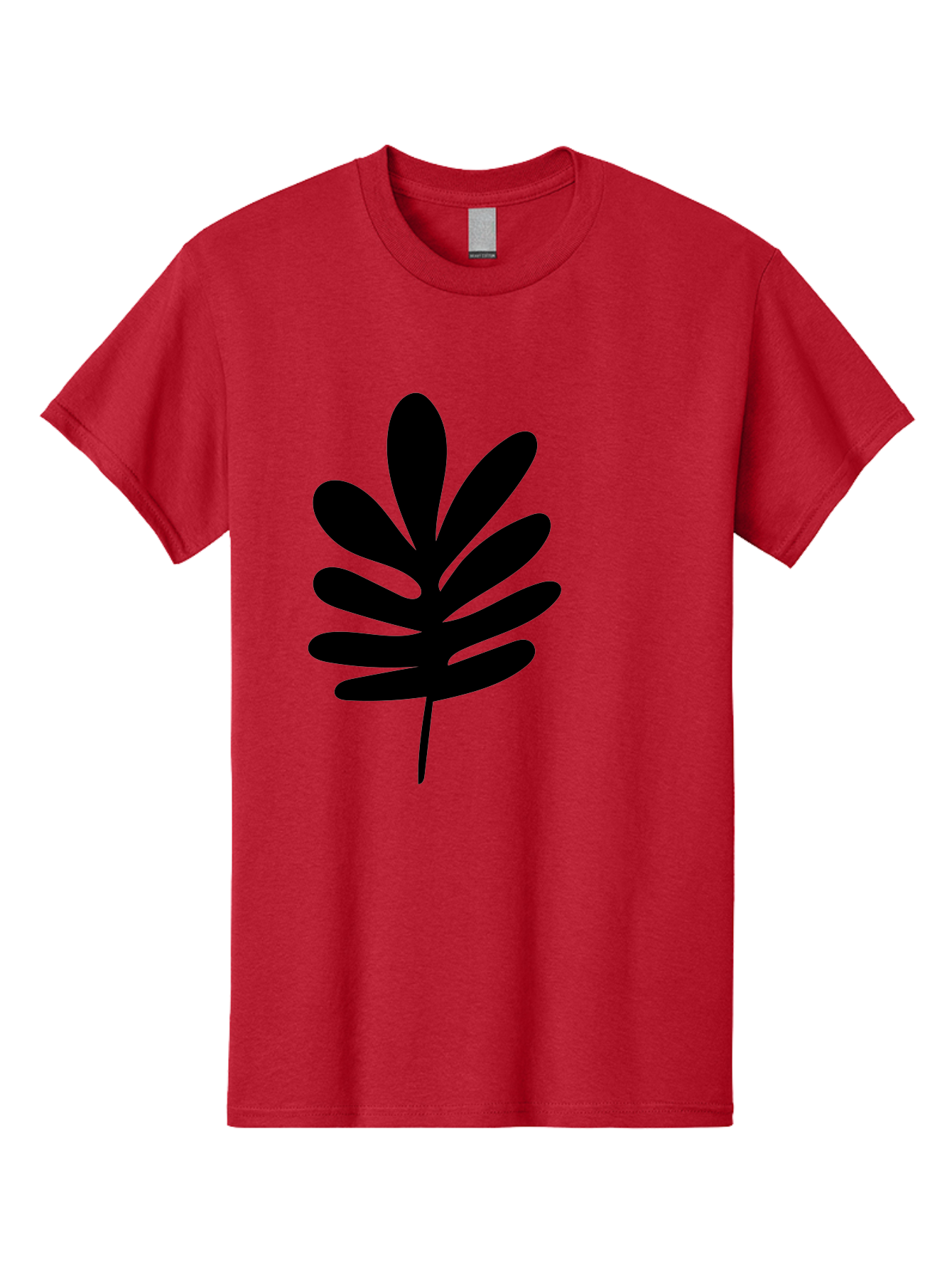 Black-Leaf-1 Men'S Graphic Tee, 100% Cotton, Comfortable Casual Summer Wear, Machine Washable, Schefflera Leaf, Black Silhouette, Minimalist Design, Simple Leaf, Foliage Icon, Botanical Graphic, Modern Art, Leaf Illustration -  Aaa377