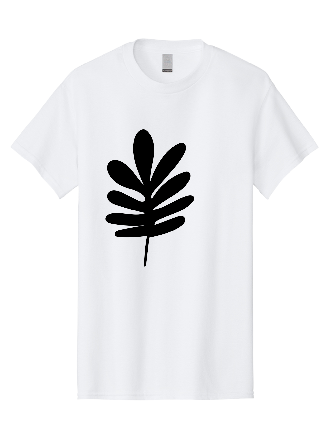 Black-Leaf-1 Men'S Graphic Tee, 100% Cotton, Comfortable Casual Summer Wear, Machine Washable, Schefflera Leaf, Black Silhouette, Minimalist Design, Simple Leaf, Foliage Icon, Botanical Graphic, Modern Art, Leaf Illustration -  Aaa377