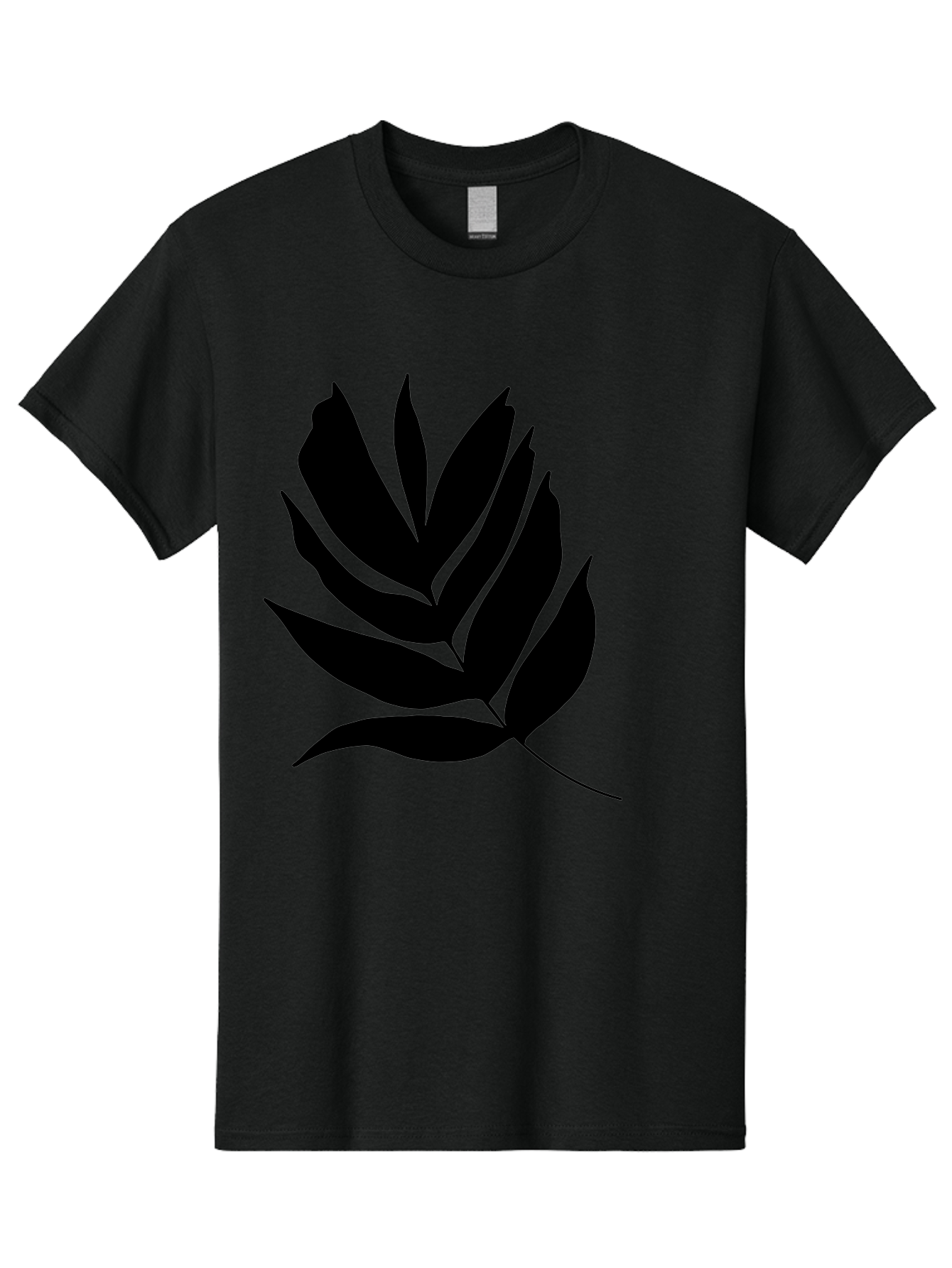 Black-Leaf-Silhouette Men'S Graphic Tee, 100% Cotton, Comfortable Casual Summer Wear, Machine Washable, Leaf Silhouette, Black Leaves, Minimalist Design, Plant Illustration, Simple Shapes, Botanical Art, Leafy Graphic, Nature-Inspired, -  Aaa378