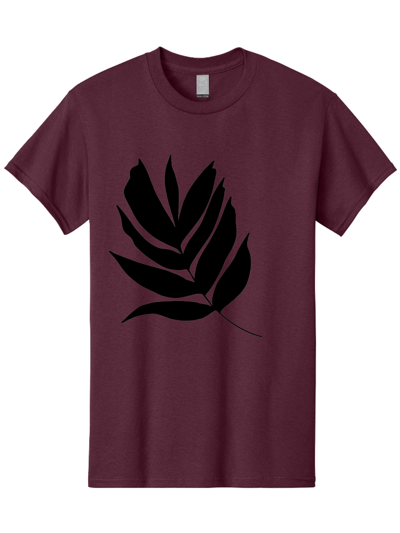 Black-Leaf-Silhouette Men'S Graphic Tee, 100% Cotton, Comfortable Casual Summer Wear, Machine Washable, Leaf Silhouette, Black Leaves, Minimalist Design, Plant Illustration, Simple Shapes, Botanical Art, Leafy Graphic, Nature-Inspired, -  Aaa378