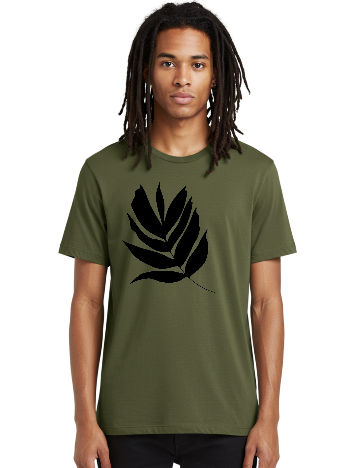 Black-Leaf-Silhouette Men'S Graphic Tee, 100% Cotton, Comfortable Casual Summer Wear, Machine Washable, Leaf Silhouette, Black Leaves, Minimalist Design, Plant Illustration, Simple Shapes, Botanical Art, Leafy Graphic, Nature-Inspired, -  Aaa378