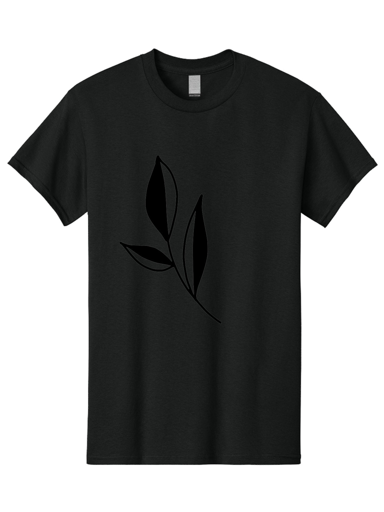 Black-Leaf Men'S Graphic Tee, 100% Cotton, Comfortable Casual Summer Wear, Machine Washable, Simple Leaf Design, Black Leaves, Minimalist Art, Nature Inspired, Botanical Illustration, Elegant Graphics, Leaf Silhouette -  Aaa379