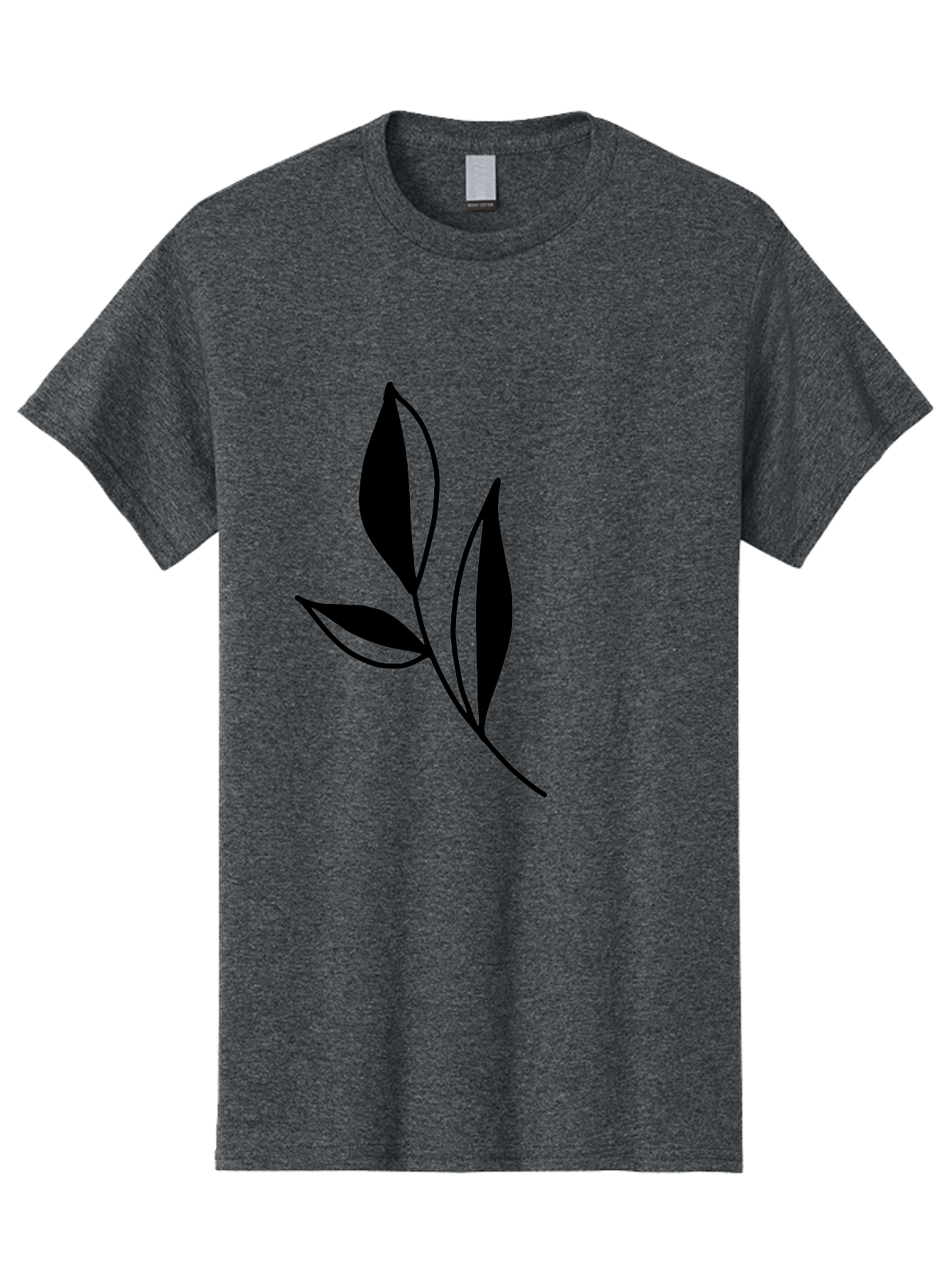 Black-Leaf Men'S Graphic Tee, 100% Cotton, Comfortable Casual Summer Wear, Machine Washable, Simple Leaf Design, Black Leaves, Minimalist Art, Nature Inspired, Botanical Illustration, Elegant Graphics, Leaf Silhouette -  Aaa379