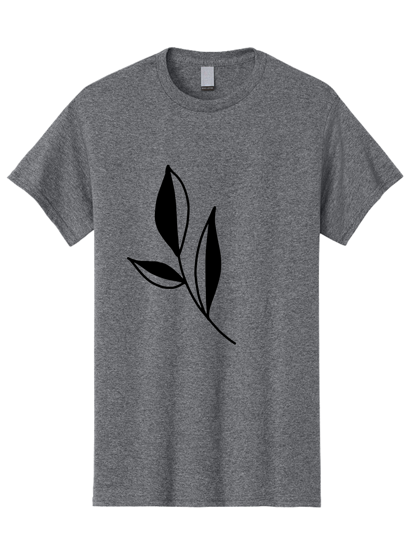 Black-Leaf Men'S Graphic Tee, 100% Cotton, Comfortable Casual Summer Wear, Machine Washable, Simple Leaf Design, Black Leaves, Minimalist Art, Nature Inspired, Botanical Illustration, Elegant Graphics, Leaf Silhouette -  Aaa379
