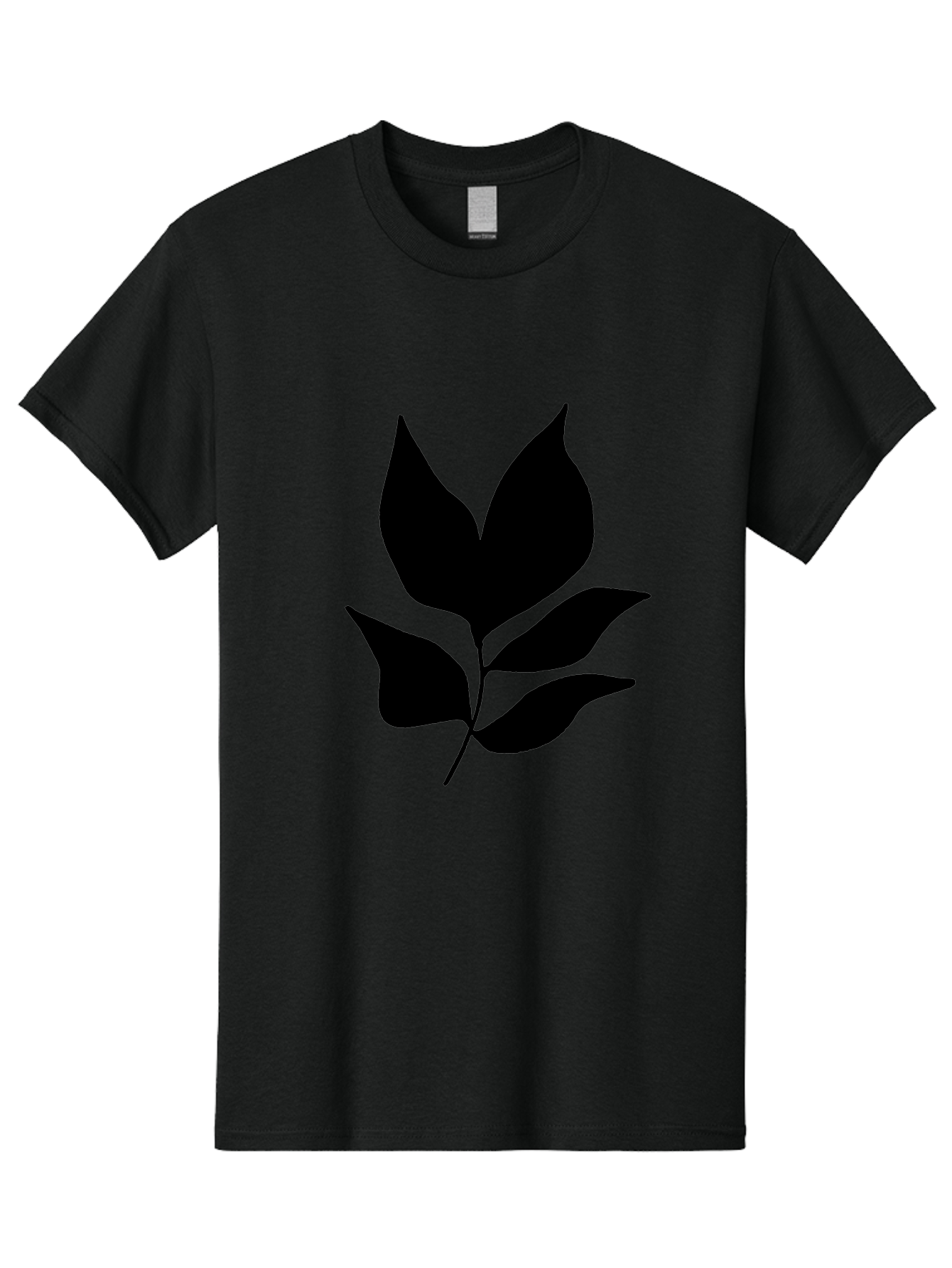 Black-Leaves-1 Men'S Graphic Tee, 100% Cotton, Comfortable Casual Summer Wear, Machine Washable, Five Leaves On Stem, Black Silhouette, Simple Design, Elegant Graphics, Minimalist Art, Leaf Icon, Nature-Inspired -  Aaa380