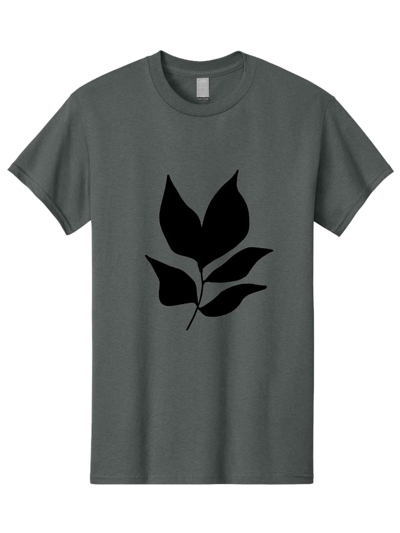 Black-Leaves-1 Men'S Graphic Tee, 100% Cotton, Comfortable Casual Summer Wear, Machine Washable, Five Leaves On Stem, Black Silhouette, Simple Design, Elegant Graphics, Minimalist Art, Leaf Icon, Nature-Inspired -  Aaa380