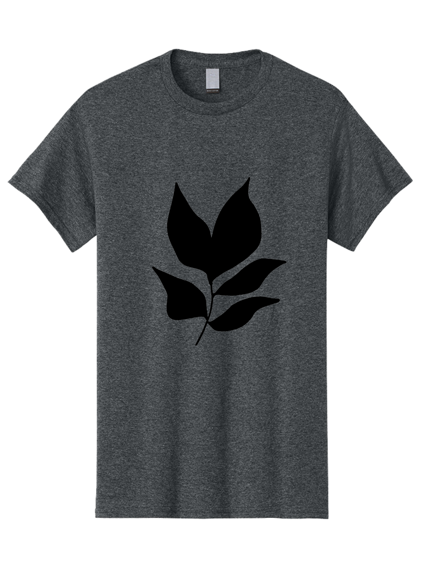 Black-Leaves-1 Men'S Graphic Tee, 100% Cotton, Comfortable Casual Summer Wear, Machine Washable, Five Leaves On Stem, Black Silhouette, Simple Design, Elegant Graphics, Minimalist Art, Leaf Icon, Nature-Inspired -  Aaa380