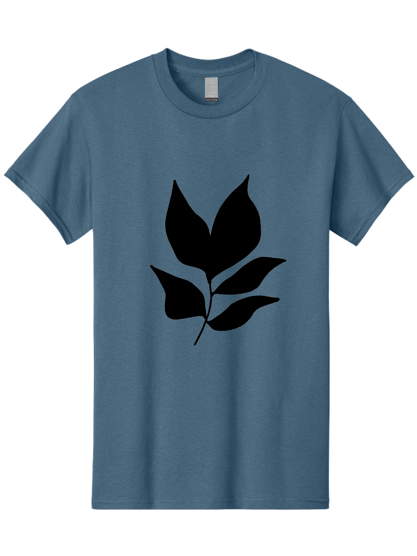Black-Leaves-1 Men'S Graphic Tee, 100% Cotton, Comfortable Casual Summer Wear, Machine Washable, Five Leaves On Stem, Black Silhouette, Simple Design, Elegant Graphics, Minimalist Art, Leaf Icon, Nature-Inspired -  Aaa380