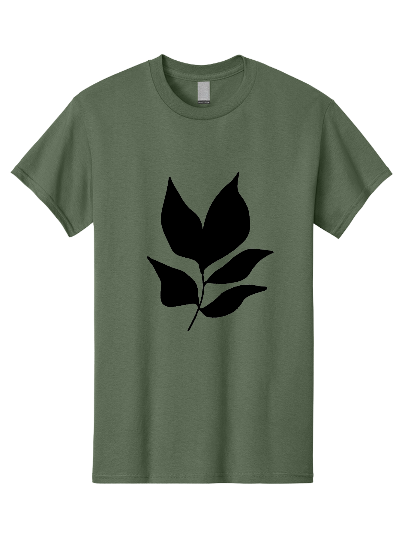 Black-Leaves-1 Men'S Graphic Tee, 100% Cotton, Comfortable Casual Summer Wear, Machine Washable, Five Leaves On Stem, Black Silhouette, Simple Design, Elegant Graphics, Minimalist Art, Leaf Icon, Nature-Inspired -  Aaa380