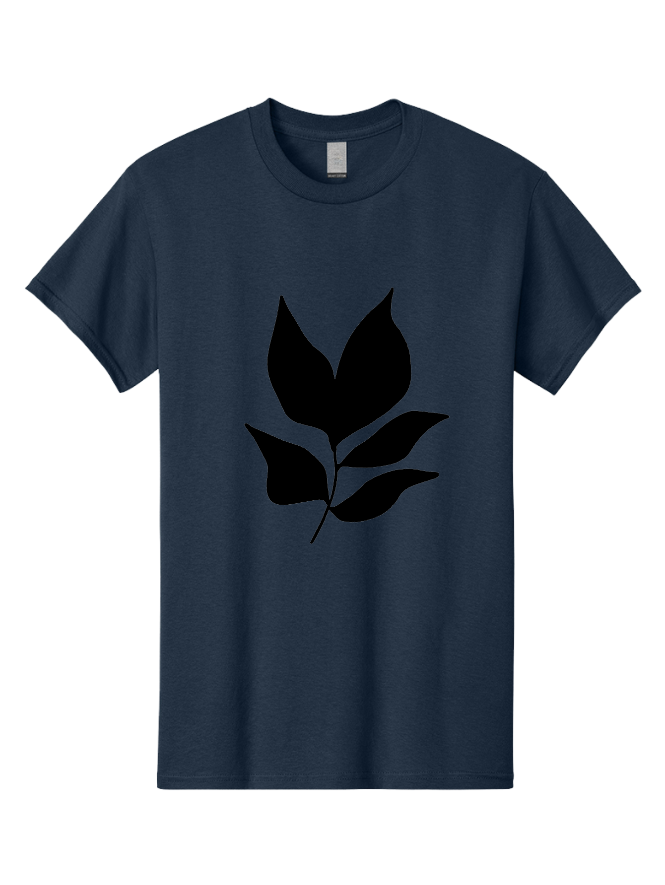 Black-Leaves-1 Men'S Graphic Tee, 100% Cotton, Comfortable Casual Summer Wear, Machine Washable, Five Leaves On Stem, Black Silhouette, Simple Design, Elegant Graphics, Minimalist Art, Leaf Icon, Nature-Inspired -  Aaa380
