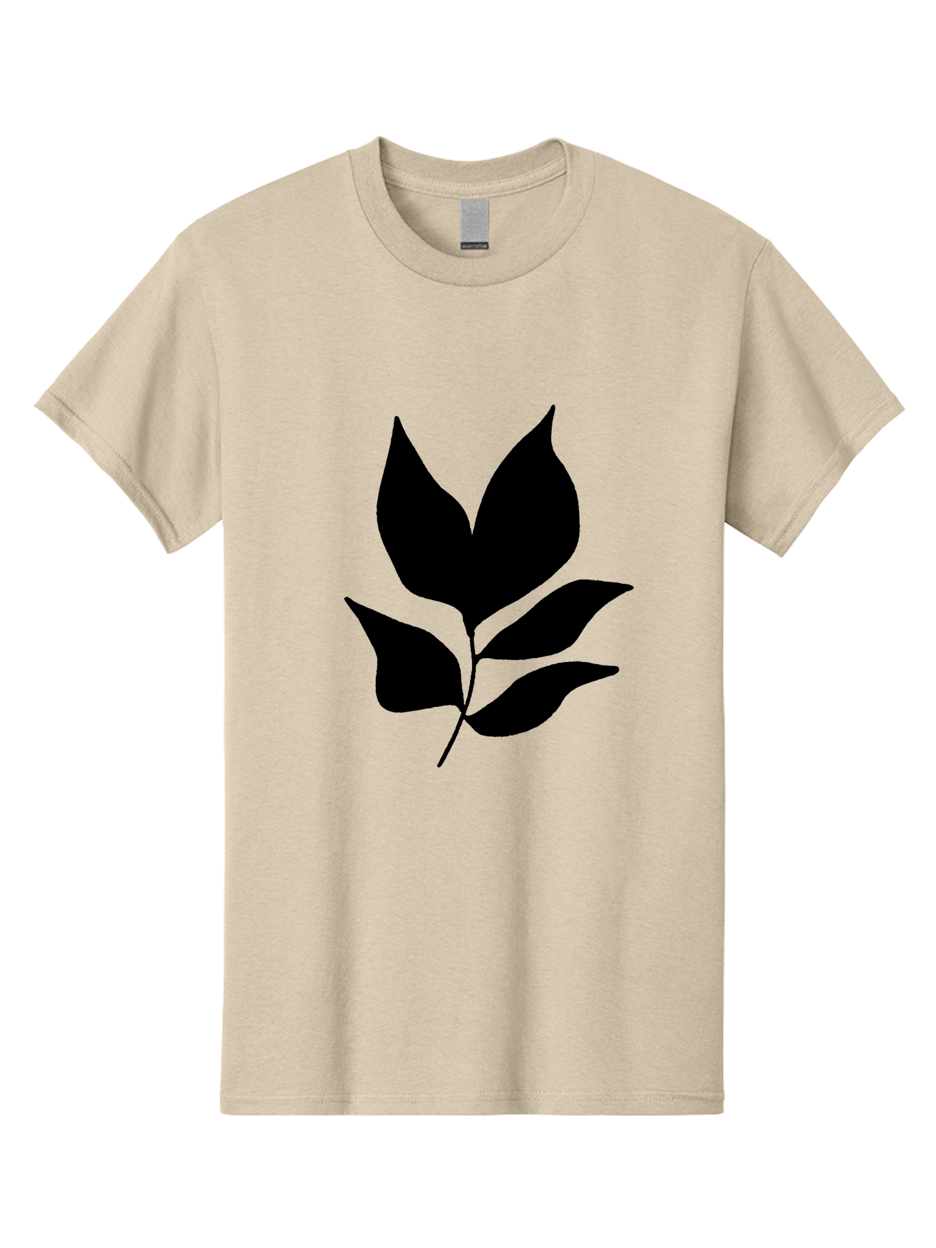 Black-Leaves-1 Men'S Graphic Tee, 100% Cotton, Comfortable Casual Summer Wear, Machine Washable, Five Leaves On Stem, Black Silhouette, Simple Design, Elegant Graphics, Minimalist Art, Leaf Icon, Nature-Inspired -  Aaa380