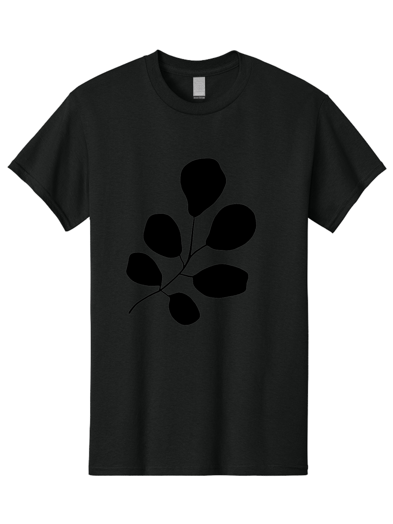 Black-Leaves-2 Men'S Graphic Tee, 100% Cotton, Comfortable Casual Summer Wear, Machine Washable, Simple Leaf Illustration, Minimalist Design, Black Silhouettes, Botanical Graphic, Leafy Branch, Modern Art -  Aaa381