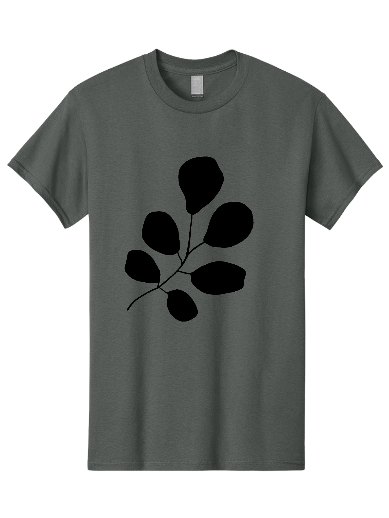 Black-Leaves-2 Men'S Graphic Tee, 100% Cotton, Comfortable Casual Summer Wear, Machine Washable, Simple Leaf Illustration, Minimalist Design, Black Silhouettes, Botanical Graphic, Leafy Branch, Modern Art -  Aaa381