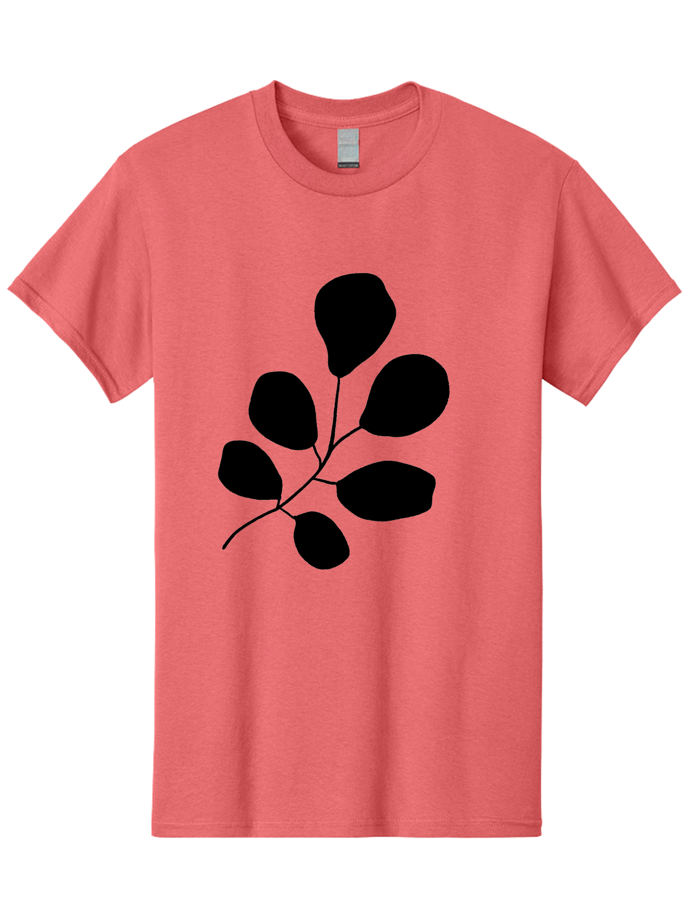 Black-Leaves-2 Men'S Graphic Tee, 100% Cotton, Comfortable Casual Summer Wear, Machine Washable, Simple Leaf Illustration, Minimalist Design, Black Silhouettes, Botanical Graphic, Leafy Branch, Modern Art -  Aaa381