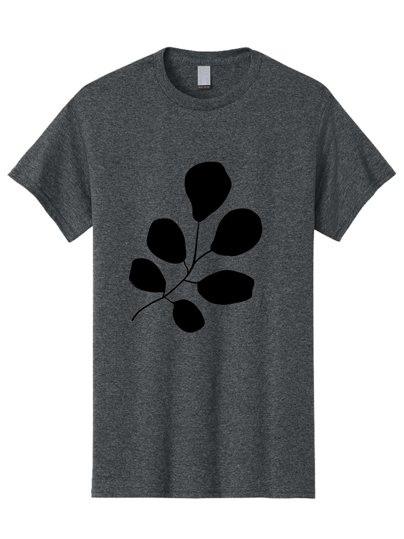 Black-Leaves-2 Men'S Graphic Tee, 100% Cotton, Comfortable Casual Summer Wear, Machine Washable, Simple Leaf Illustration, Minimalist Design, Black Silhouettes, Botanical Graphic, Leafy Branch, Modern Art -  Aaa381