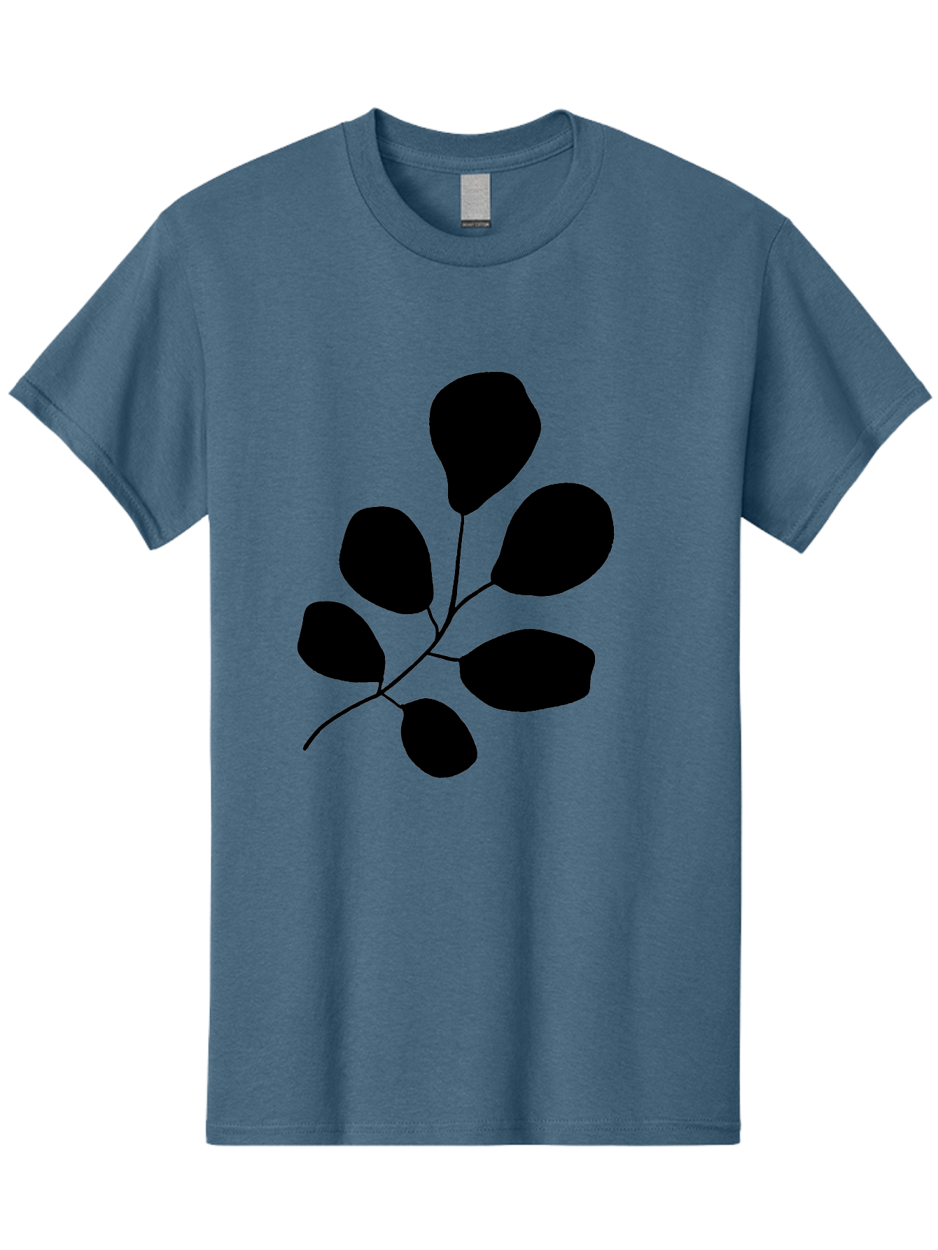 Black-Leaves-2 Men'S Graphic Tee, 100% Cotton, Comfortable Casual Summer Wear, Machine Washable, Simple Leaf Illustration, Minimalist Design, Black Silhouettes, Botanical Graphic, Leafy Branch, Modern Art -  Aaa381