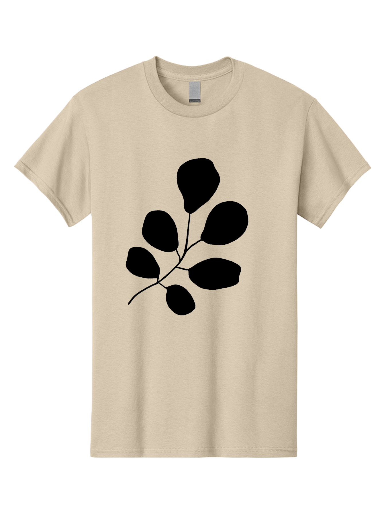 Black-Leaves-2 Men'S Graphic Tee, 100% Cotton, Comfortable Casual Summer Wear, Machine Washable, Simple Leaf Illustration, Minimalist Design, Black Silhouettes, Botanical Graphic, Leafy Branch, Modern Art -  Aaa381