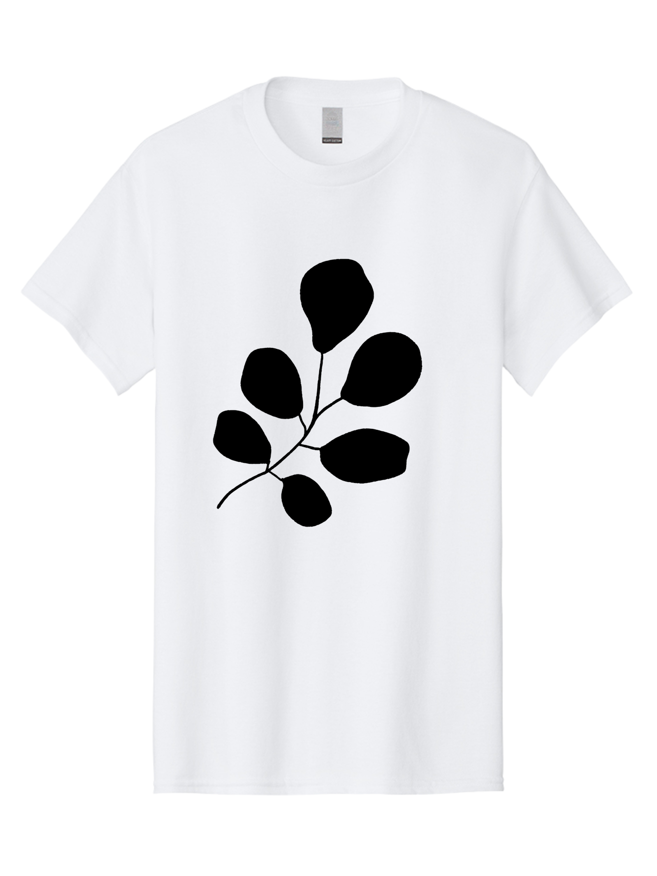 Black-Leaves-2 Men'S Graphic Tee, 100% Cotton, Comfortable Casual Summer Wear, Machine Washable, Simple Leaf Illustration, Minimalist Design, Black Silhouettes, Botanical Graphic, Leafy Branch, Modern Art -  Aaa381