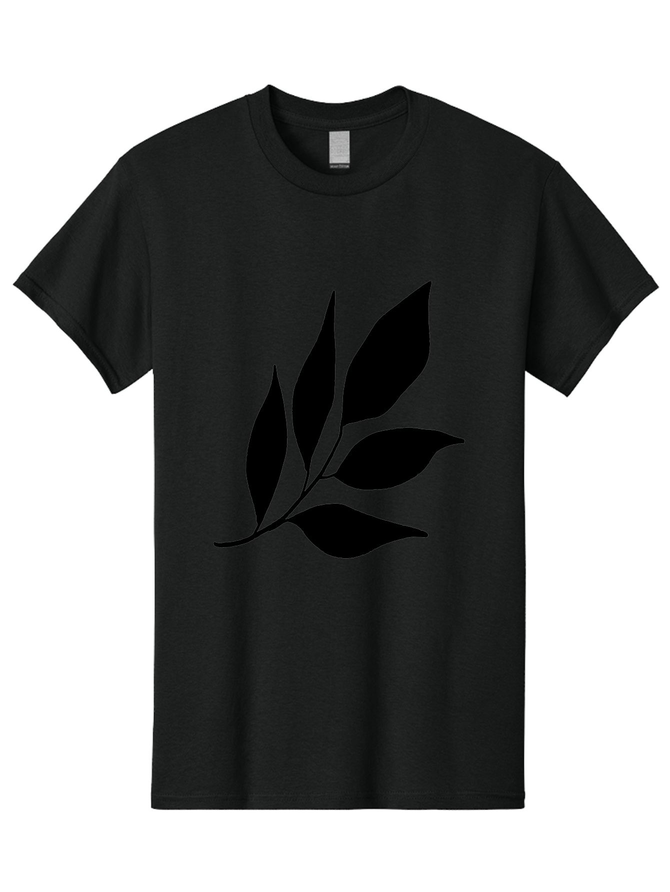Black-Leaves-3 Men'S Graphic Tee, 100% Cotton, Comfortable Casual Summer Wear, Machine Washable, Black Leaves, Leafy Branch, Natural Elements, Simple Graphics, Minimalist Design, Leaf Silhouette, Botanical Illustration -  Aaa382