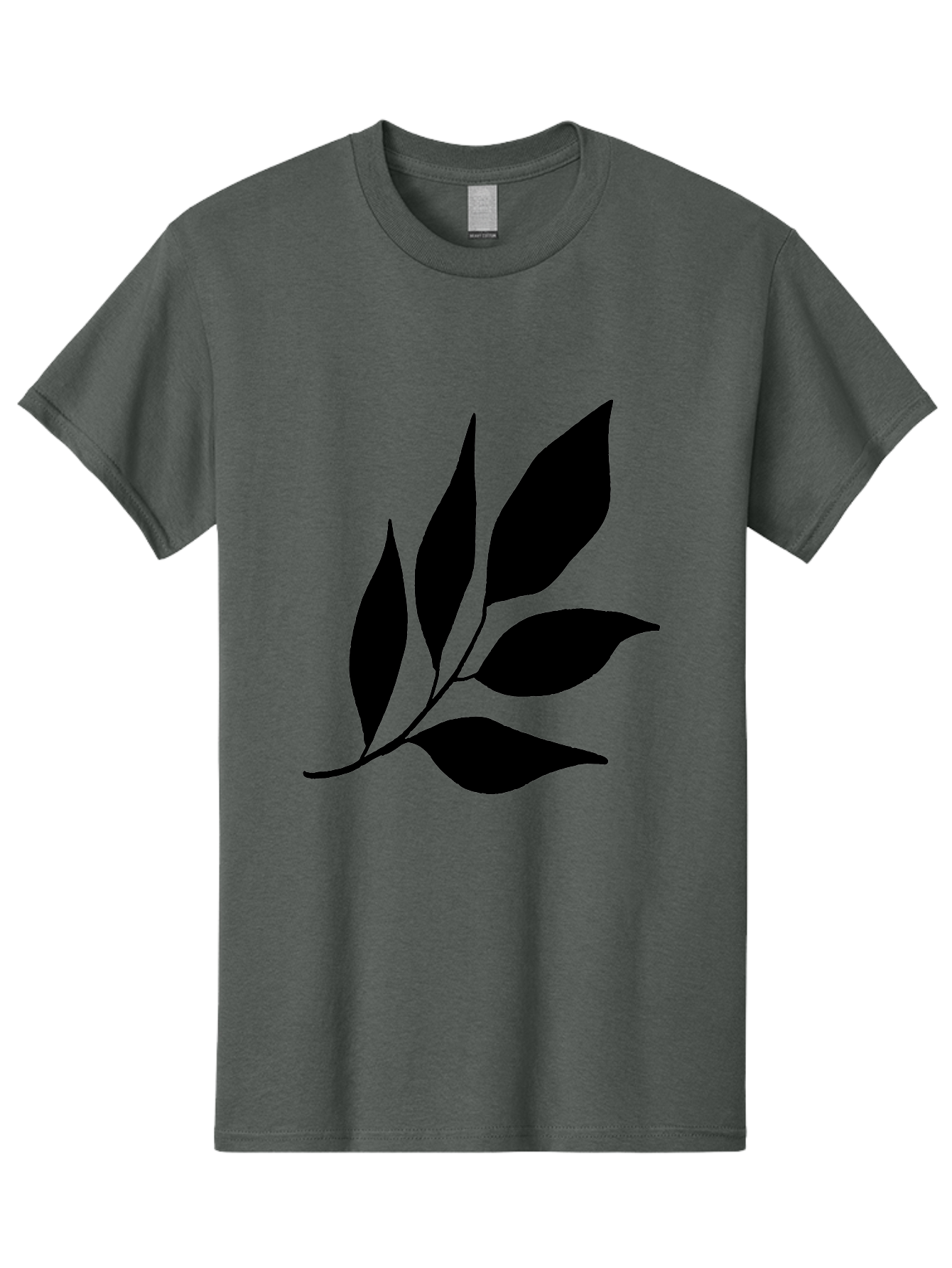 Black-Leaves-3 Men'S Graphic Tee, 100% Cotton, Comfortable Casual Summer Wear, Machine Washable, Black Leaves, Leafy Branch, Natural Elements, Simple Graphics, Minimalist Design, Leaf Silhouette, Botanical Illustration -  Aaa382