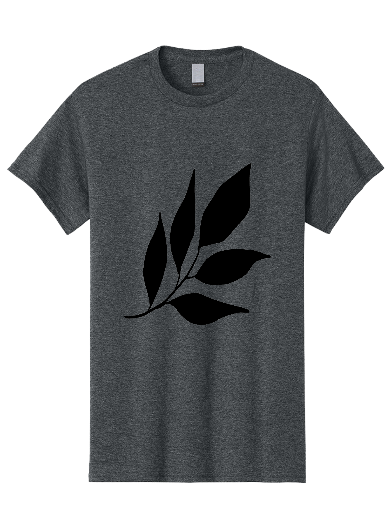 Black-Leaves-3 Men'S Graphic Tee, 100% Cotton, Comfortable Casual Summer Wear, Machine Washable, Black Leaves, Leafy Branch, Natural Elements, Simple Graphics, Minimalist Design, Leaf Silhouette, Botanical Illustration -  Aaa382