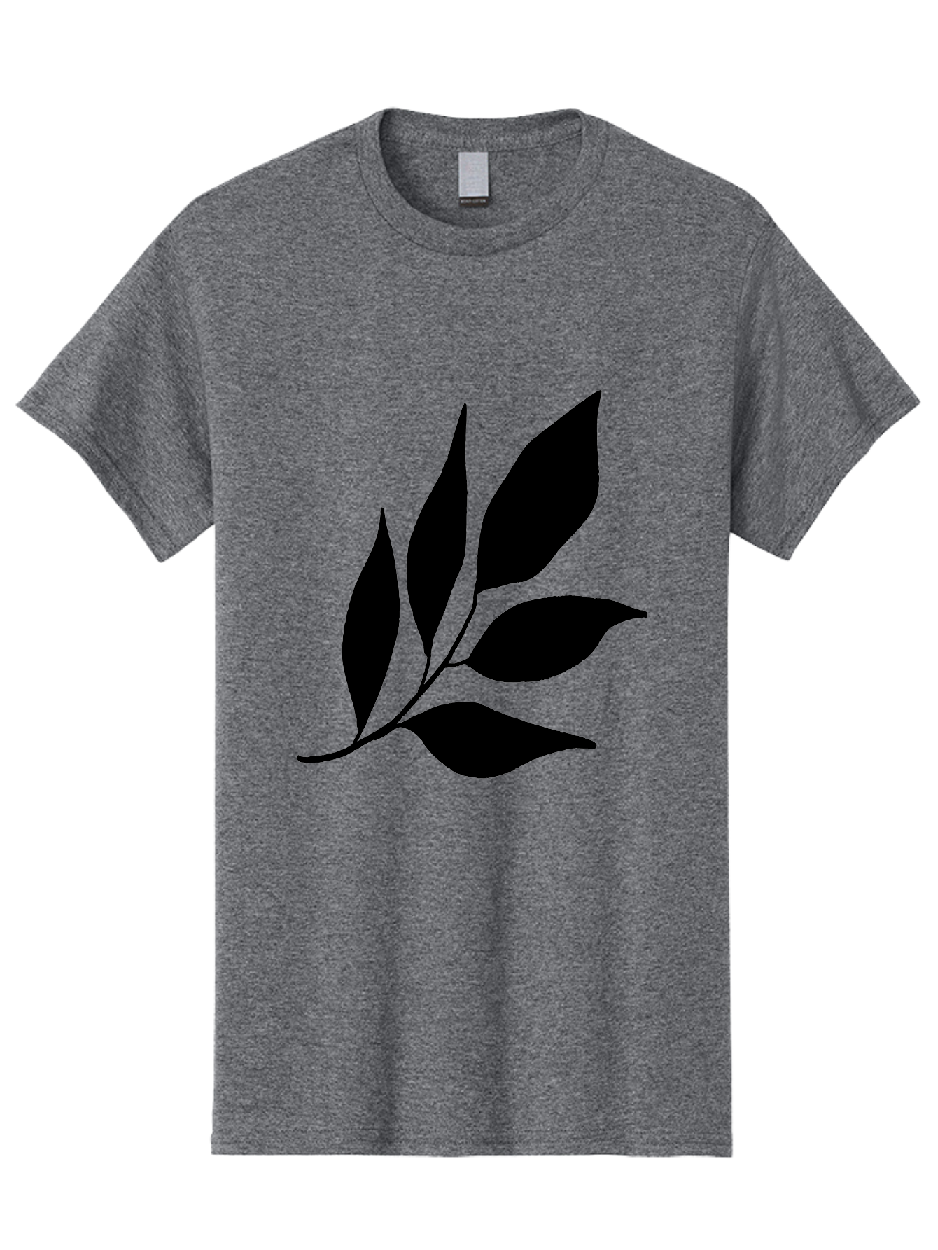 Black-Leaves-3 Men'S Graphic Tee, 100% Cotton, Comfortable Casual Summer Wear, Machine Washable, Black Leaves, Leafy Branch, Natural Elements, Simple Graphics, Minimalist Design, Leaf Silhouette, Botanical Illustration -  Aaa382