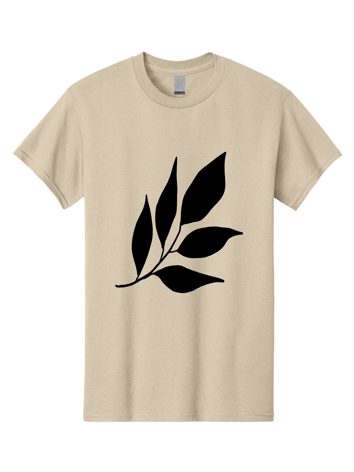 Black-Leaves-3 Men'S Graphic Tee, 100% Cotton, Comfortable Casual Summer Wear, Machine Washable, Black Leaves, Leafy Branch, Natural Elements, Simple Graphics, Minimalist Design, Leaf Silhouette, Botanical Illustration -  Aaa382