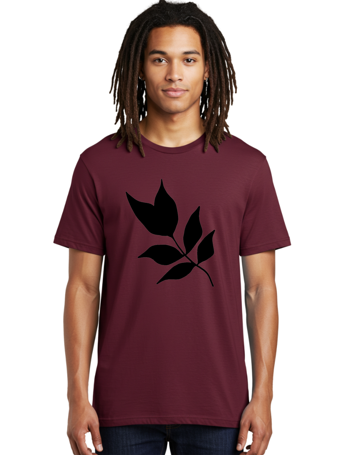 Black-Leaves-4 Men'S Graphic Tee, 100% Cotton, Comfortable Casual Summer Wear, Machine Washable, Black Leaves, Leaf Silhouette, Minimalist Design, Simple Graphics, Plant Illustration, Leaf Shape, Graphic Element -  Aaa383