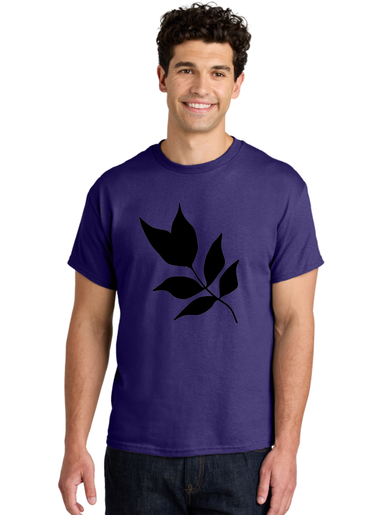 Black-Leaves-4 Men'S Graphic Tee, 100% Cotton, Comfortable Casual Summer Wear, Machine Washable, Black Leaves, Leaf Silhouette, Minimalist Design, Simple Graphics, Plant Illustration, Leaf Shape, Graphic Element -  Aaa383