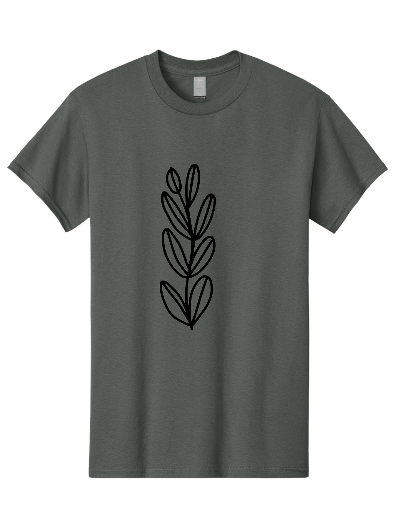 Black-Leaves Men'S Graphic Tee, 100% Cotton, Comfortable Casual Summer Wear, Machine Washable, Simple Plant Illustration, Minimalist Design, Black Outline, Leafy Greens, Botanical Art, Modern Simplicity, Graphic Design Element -  Aaa384