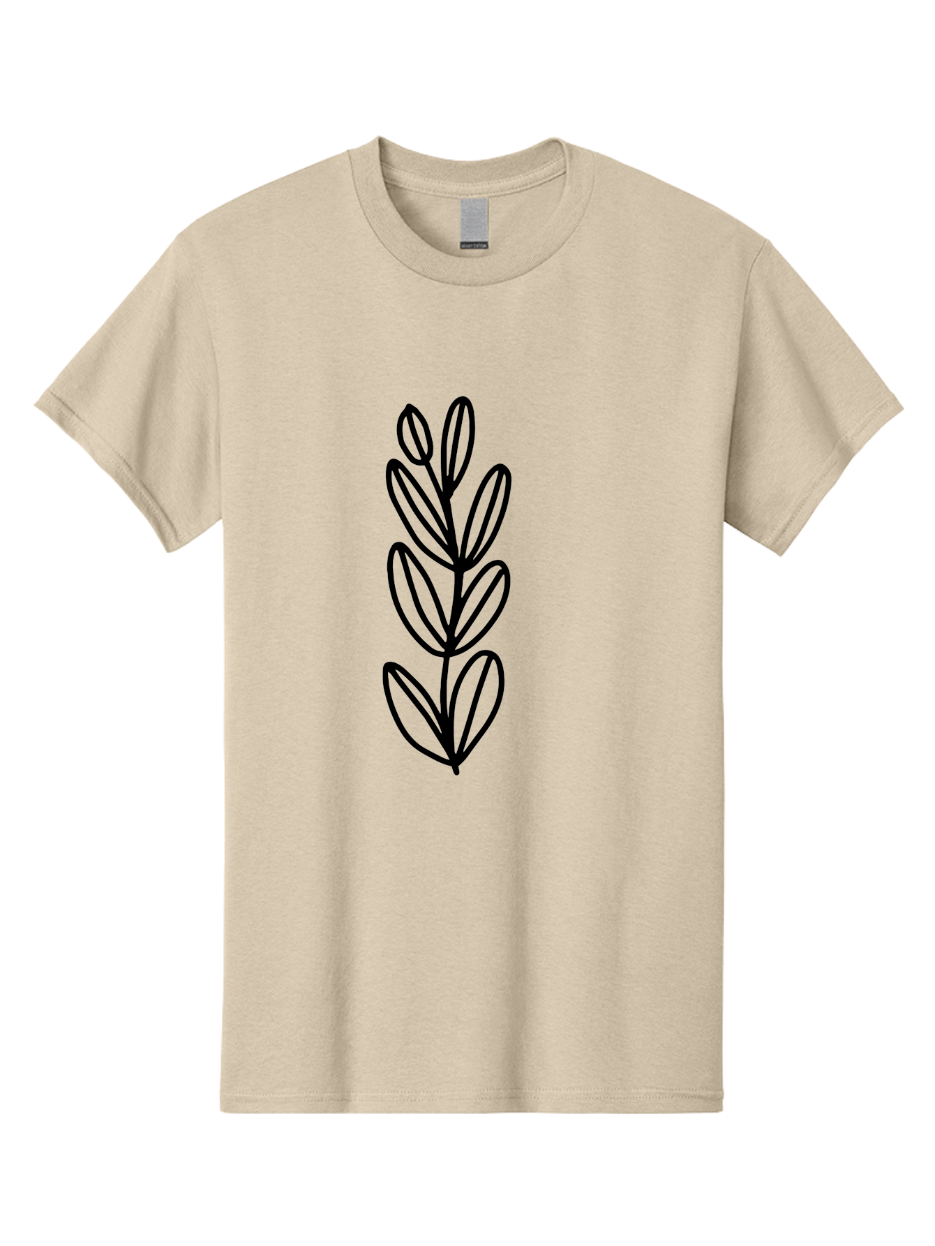 Black-Leaves Men'S Graphic Tee, 100% Cotton, Comfortable Casual Summer Wear, Machine Washable, Simple Plant Illustration, Minimalist Design, Black Outline, Leafy Greens, Botanical Art, Modern Simplicity, Graphic Design Element -  Aaa384