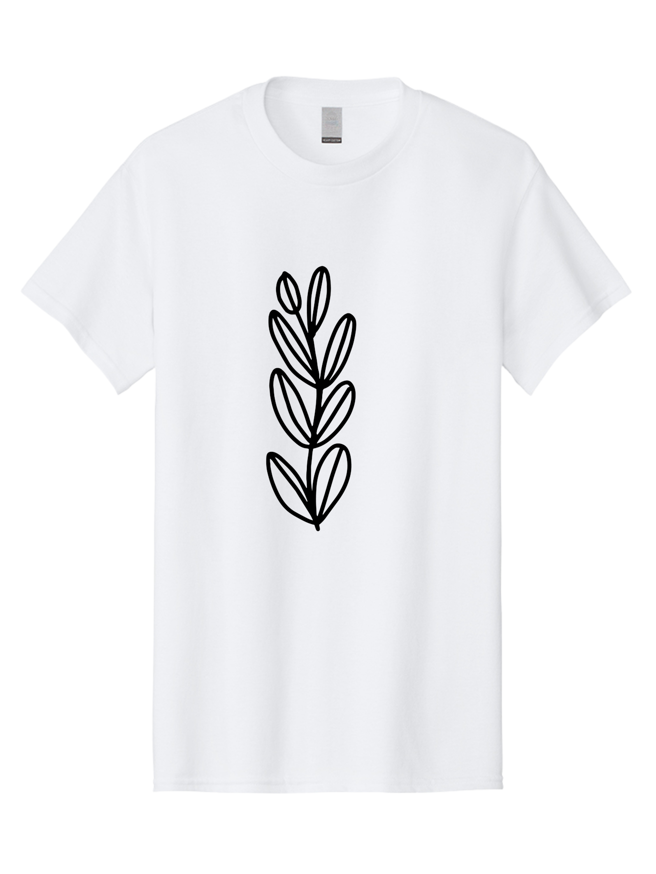 Black-Leaves Men'S Graphic Tee, 100% Cotton, Comfortable Casual Summer Wear, Machine Washable, Simple Plant Illustration, Minimalist Design, Black Outline, Leafy Greens, Botanical Art, Modern Simplicity, Graphic Design Element -  Aaa384