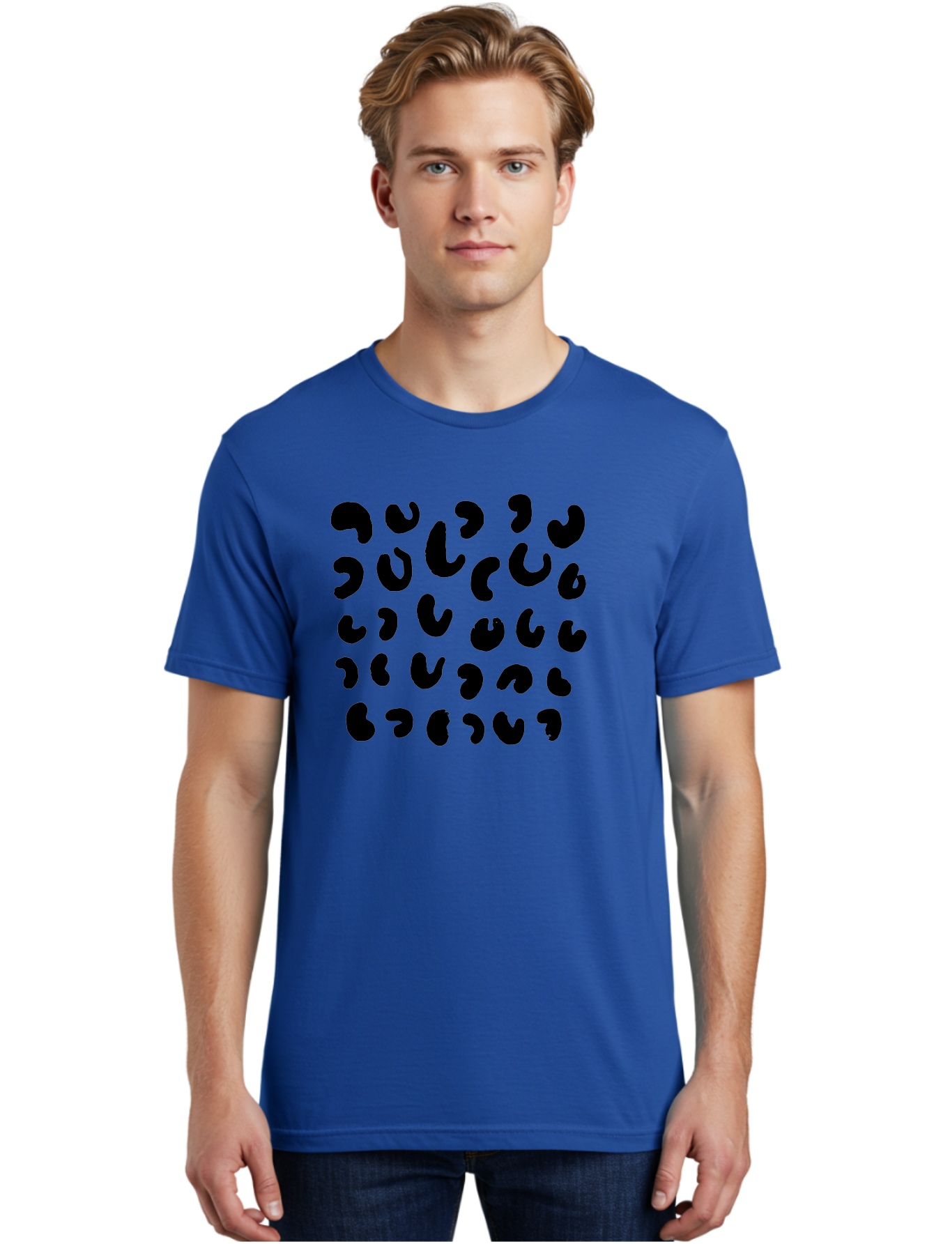 Black-Leopard-Spots Men'S Graphic Tee, 100% Cotton, Comfortable Casual Summer Wear, Machine Washable, Black Qr Code, Abstract Design, Modern Pattern, Digital Scan, Futuristic Artwork, Tech Graphic, Unique Code -  Aaa385