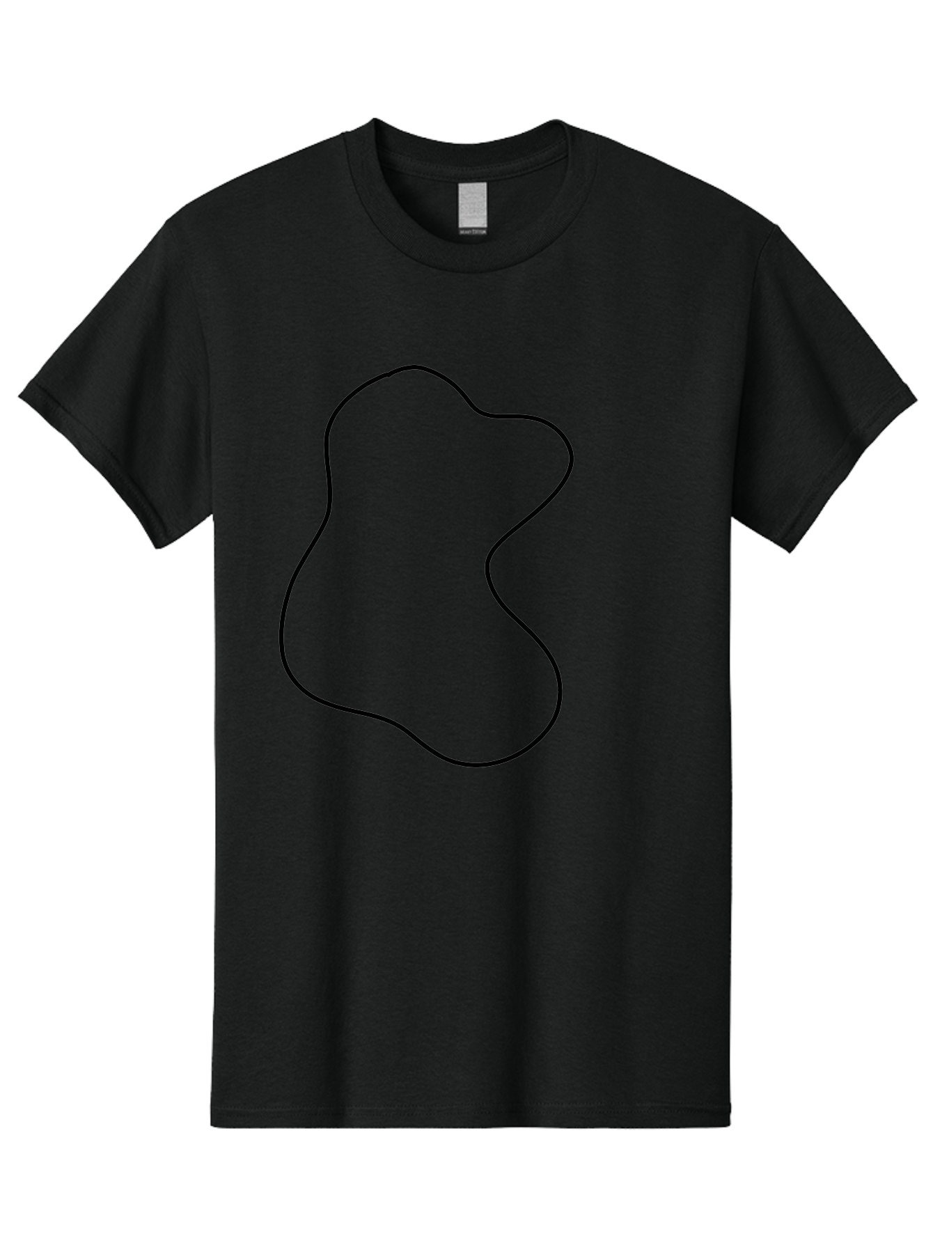 Black-Outline-Shape Men'S Graphic Tee, 100% Cotton, Comfortable Casual Summer Wear, Machine Washable, Abstract Shape, Black Outline, Modern Design, Minimalist Art, Simple Graphics, Contemporary Style, Fluid Form -  Aaa387