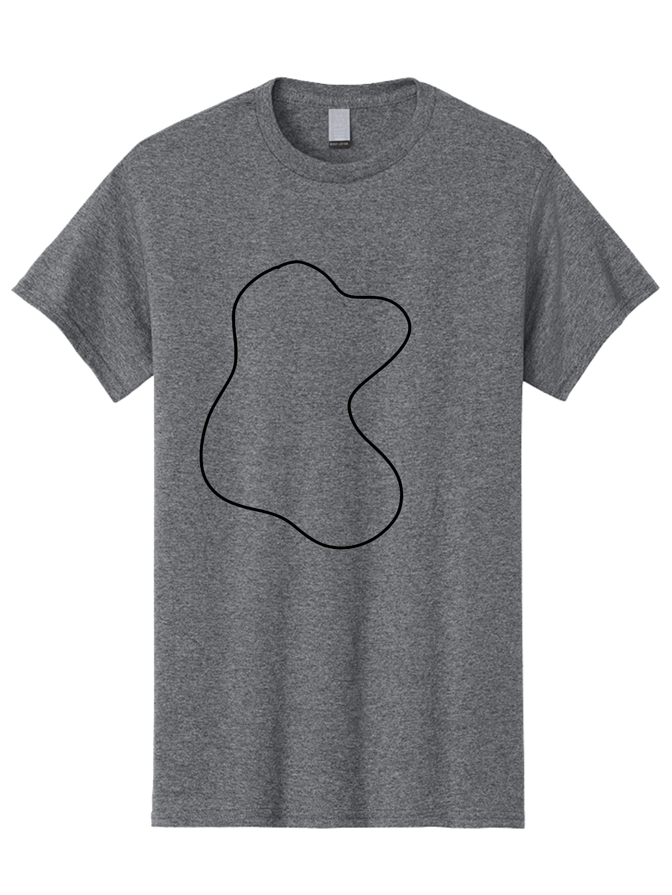 Black-Outline-Shape Men'S Graphic Tee, 100% Cotton, Comfortable Casual Summer Wear, Machine Washable, Abstract Shape, Black Outline, Modern Design, Minimalist Art, Simple Graphics, Contemporary Style, Fluid Form -  Aaa387