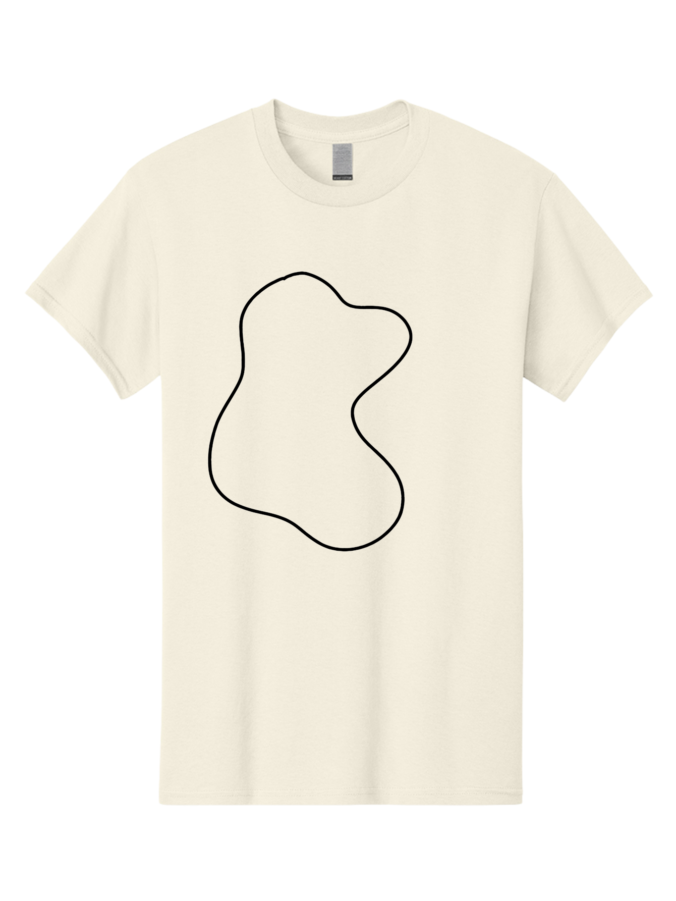 Black-Outline-Shape Men'S Graphic Tee, 100% Cotton, Comfortable Casual Summer Wear, Machine Washable, Abstract Shape, Black Outline, Modern Design, Minimalist Art, Simple Graphics, Contemporary Style, Fluid Form -  Aaa387