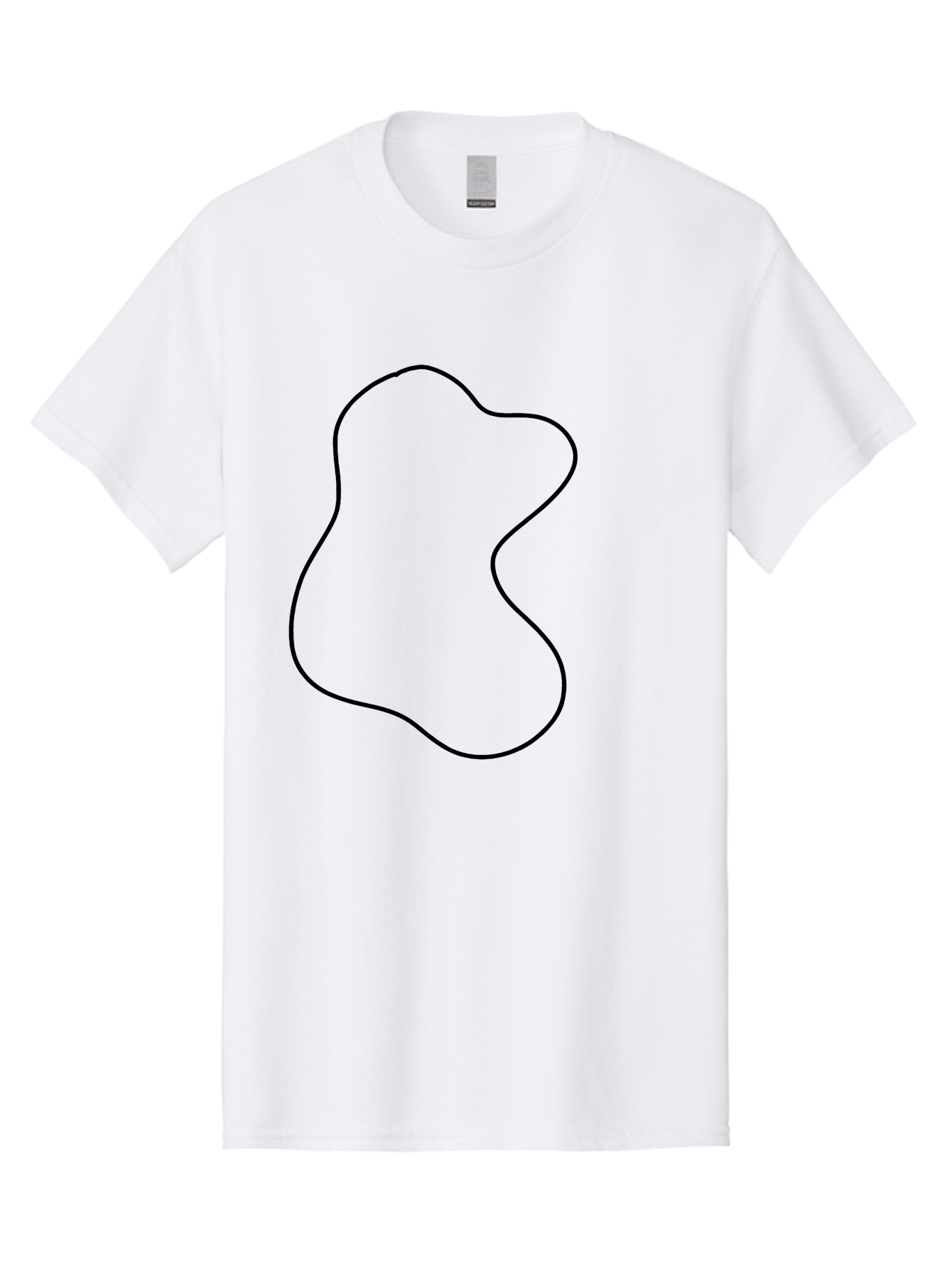 Black-Outline-Shape Men'S Graphic Tee, 100% Cotton, Comfortable Casual Summer Wear, Machine Washable, Abstract Shape, Black Outline, Modern Design, Minimalist Art, Simple Graphics, Contemporary Style, Fluid Form -  Aaa387