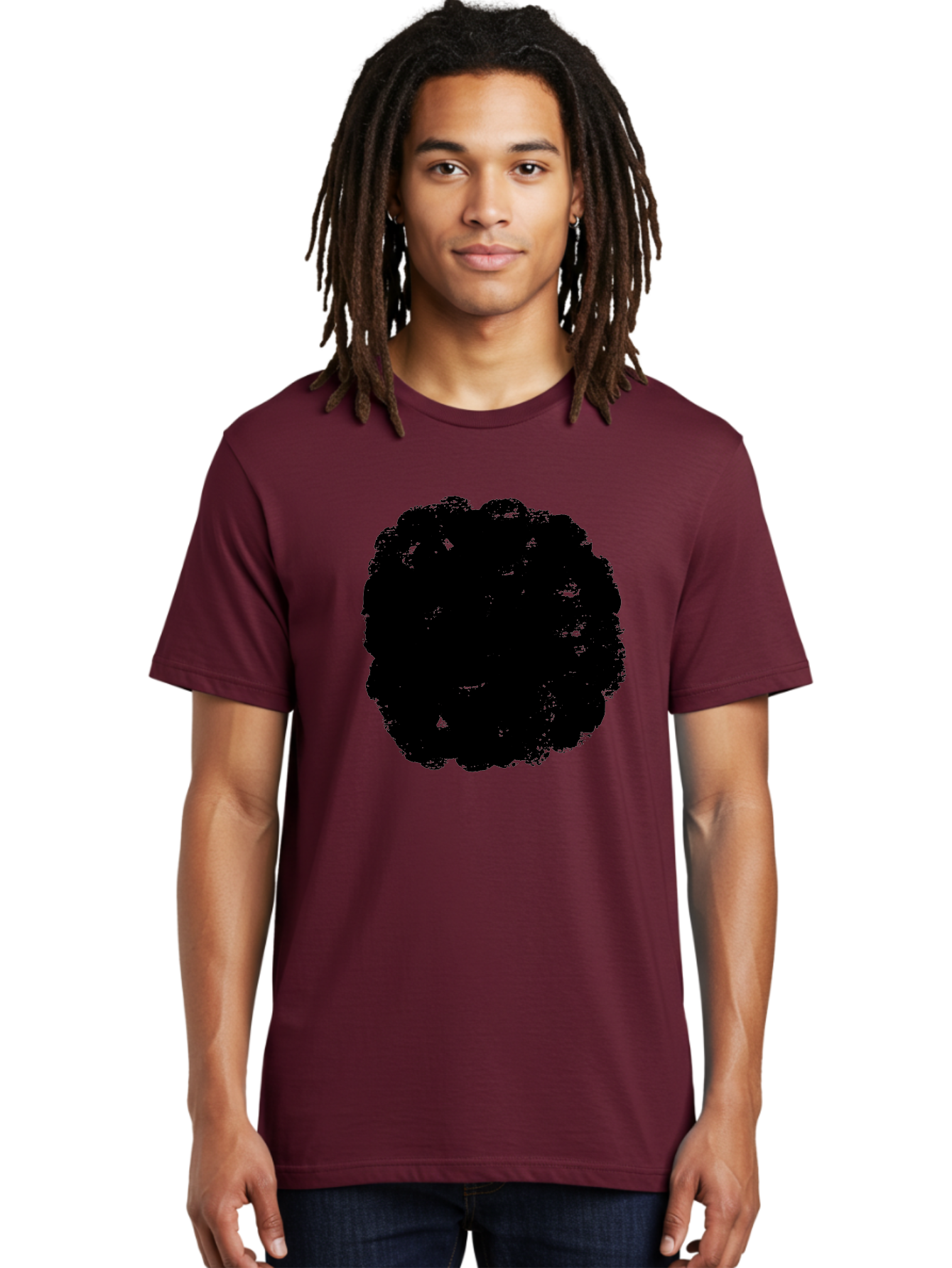 Black-Paint-Splash Men'S Graphic Tee, 100% Cotton, Comfortable Casual Summer Wear, Machine Washable, Abstract Art, Black Shape, Green Background, Digital Illustration, Modern Design, Artistic Expression, Creative Graphics -  Aaa388