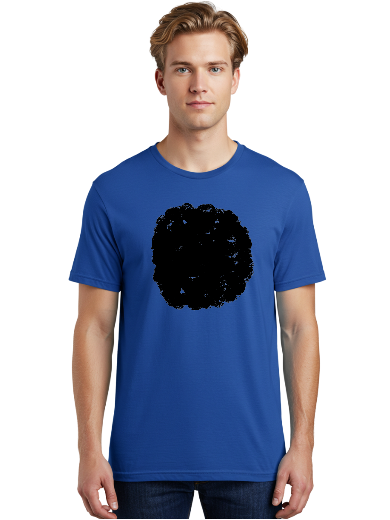 Black-Paint-Splash Men'S Graphic Tee, 100% Cotton, Comfortable Casual Summer Wear, Machine Washable, Abstract Art, Black Shape, Green Background, Digital Illustration, Modern Design, Artistic Expression, Creative Graphics -  Aaa388