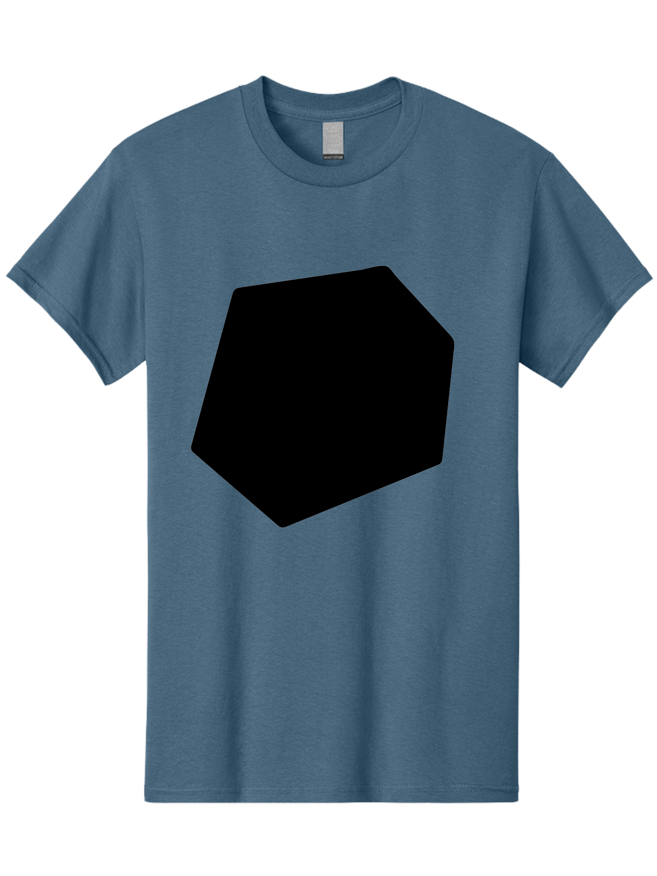 Black-Pentagon Men'S Graphic Tee, 100% Cotton, Comfortable Casual Summer Wear, Machine Washable, Black Heptagon, Geometric Shape, Abstract Design, Minimalist Art, Seven-Sided Polygon, Bold Graphics, Modern Simplicity -  Aaa389