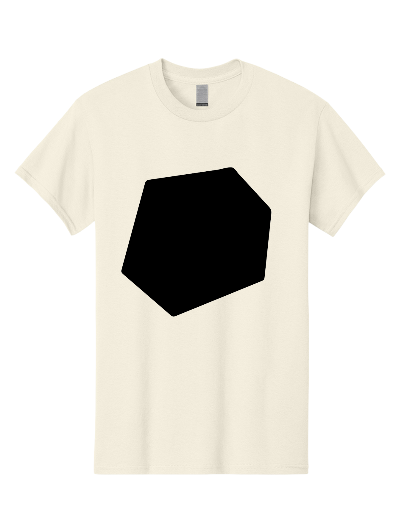 Black-Pentagon Men'S Graphic Tee, 100% Cotton, Comfortable Casual Summer Wear, Machine Washable, Black Heptagon, Geometric Shape, Abstract Design, Minimalist Art, Seven-Sided Polygon, Bold Graphics, Modern Simplicity -  Aaa389