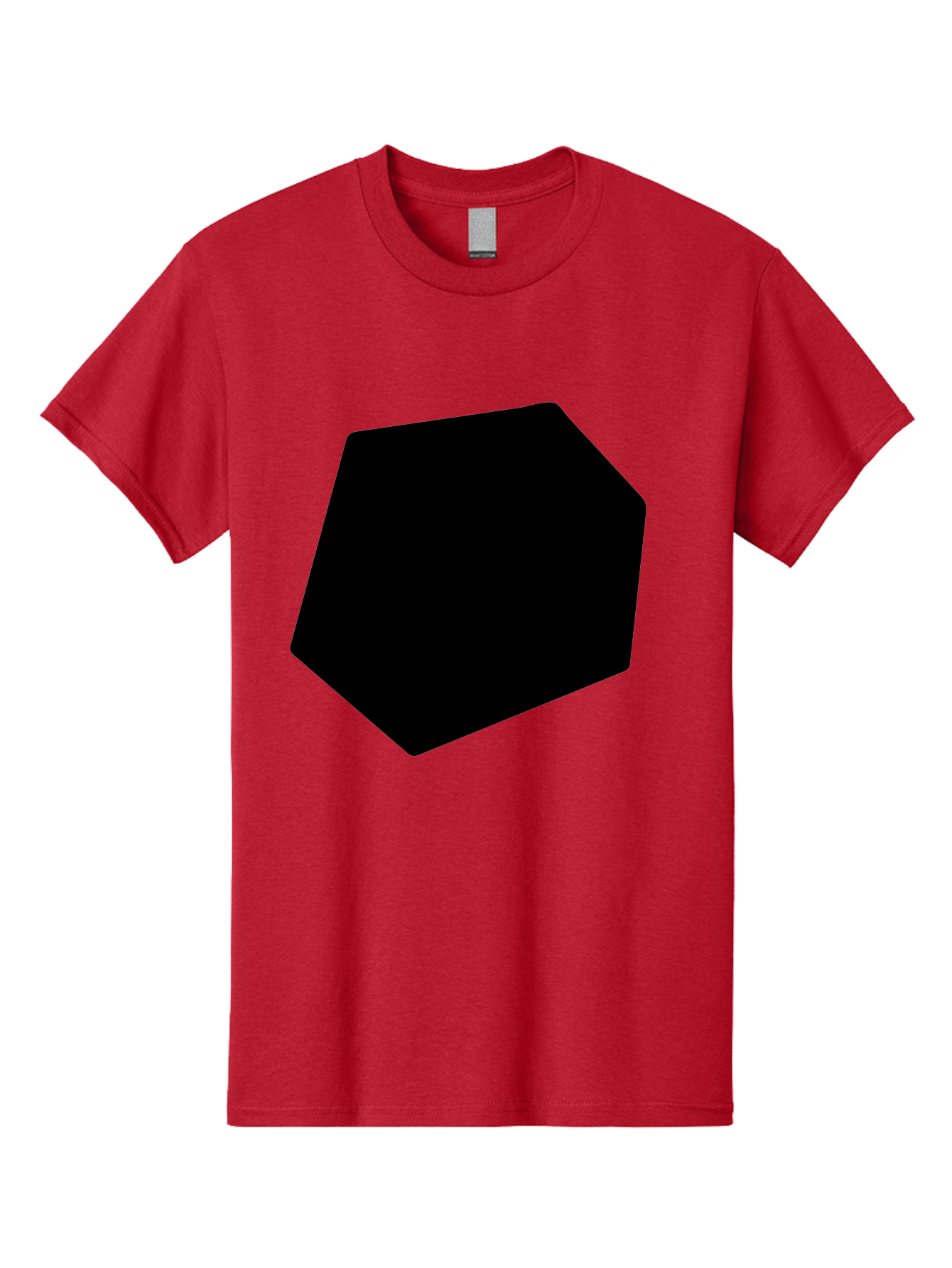 Black-Pentagon Men'S Graphic Tee, 100% Cotton, Comfortable Casual Summer Wear, Machine Washable, Black Heptagon, Geometric Shape, Abstract Design, Minimalist Art, Seven-Sided Polygon, Bold Graphics, Modern Simplicity -  Aaa389